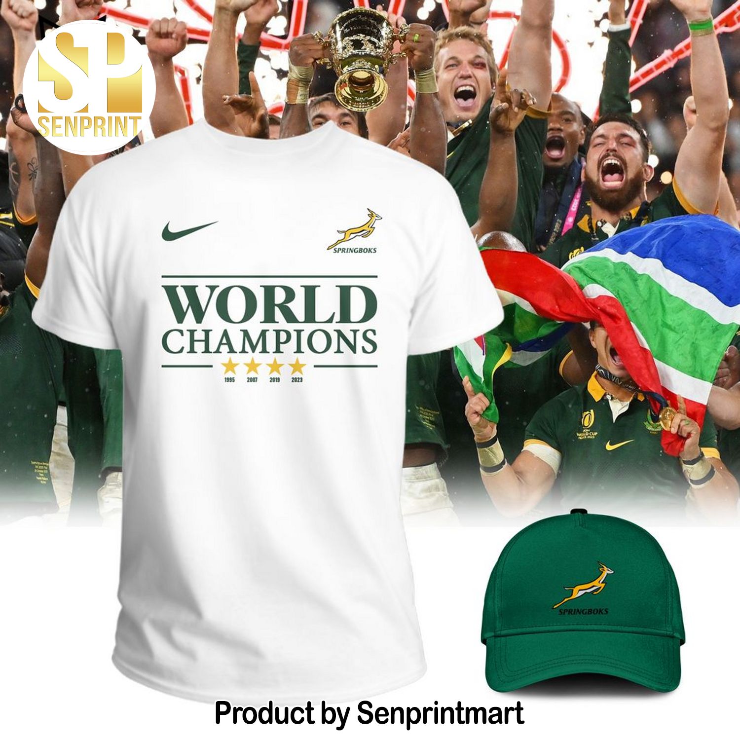 World Champions Springboks White 3D Full Printing Shirt