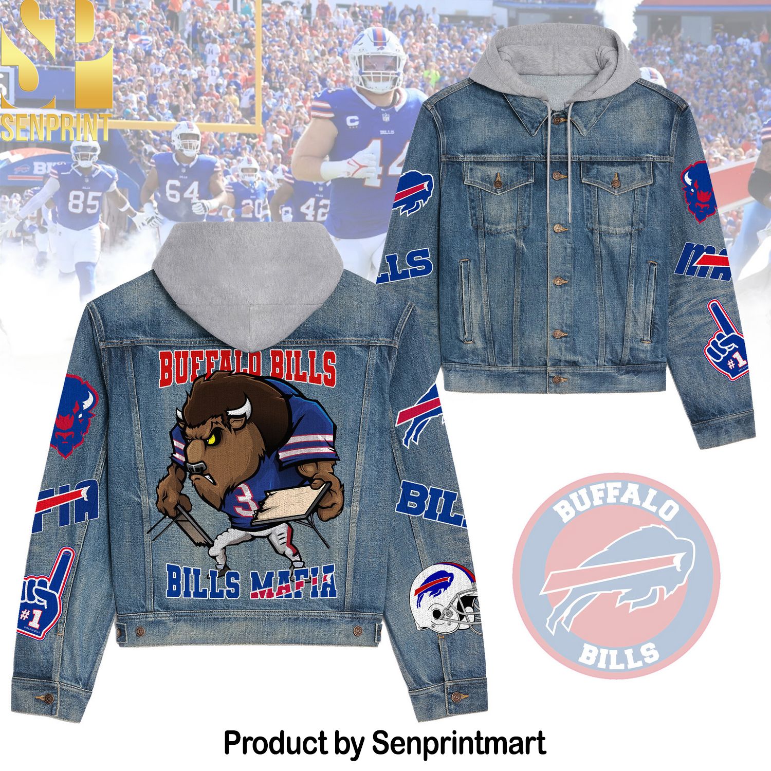 Buffalo Bills Hooded Denim Jacket