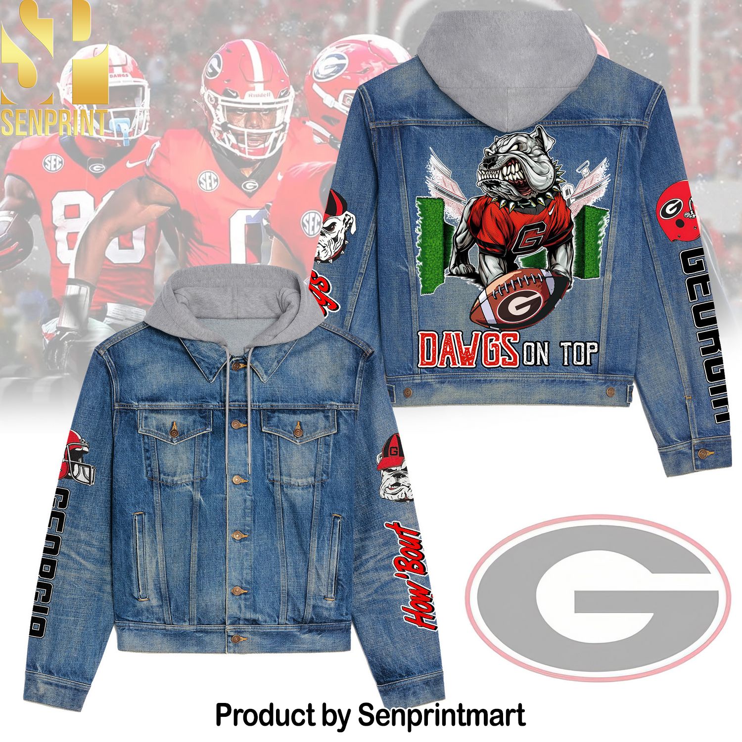 Georgia Bulldogs Football Hooded Denim Jacket