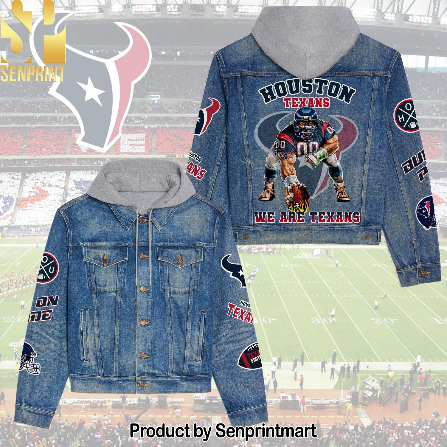Houston Texans Casual Denim Jacket Hoodie