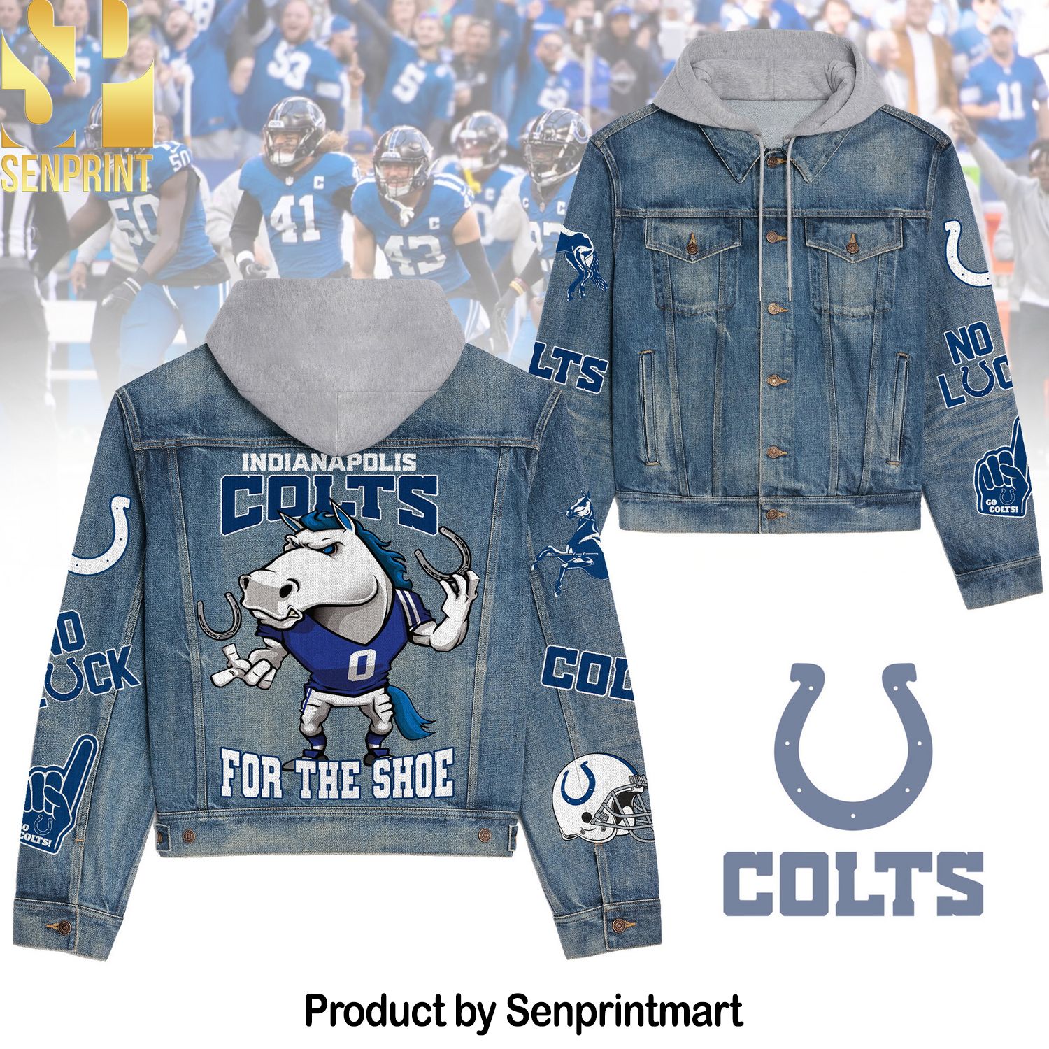 Indianapolis Colts Casual Denim Jacket Hoodie