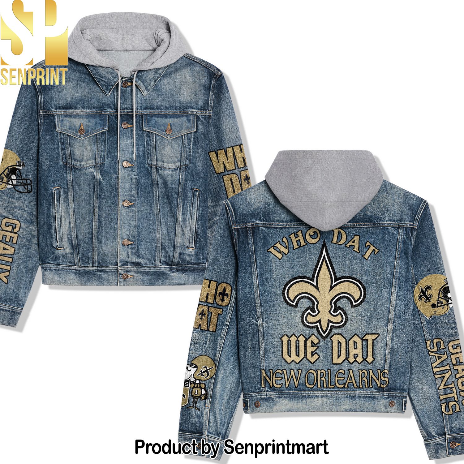 New Orleans Saints Hooded Denim Jacket
