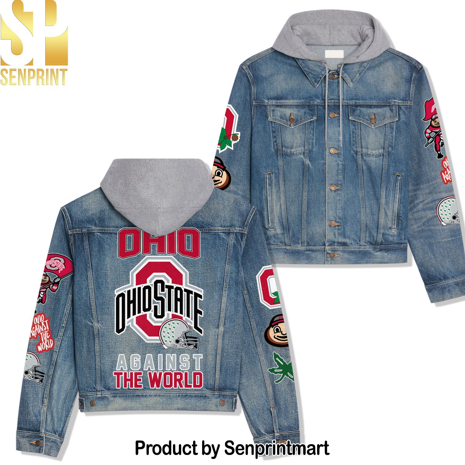 Ohio State Buckeyes Football Denim Jacket Hoodie