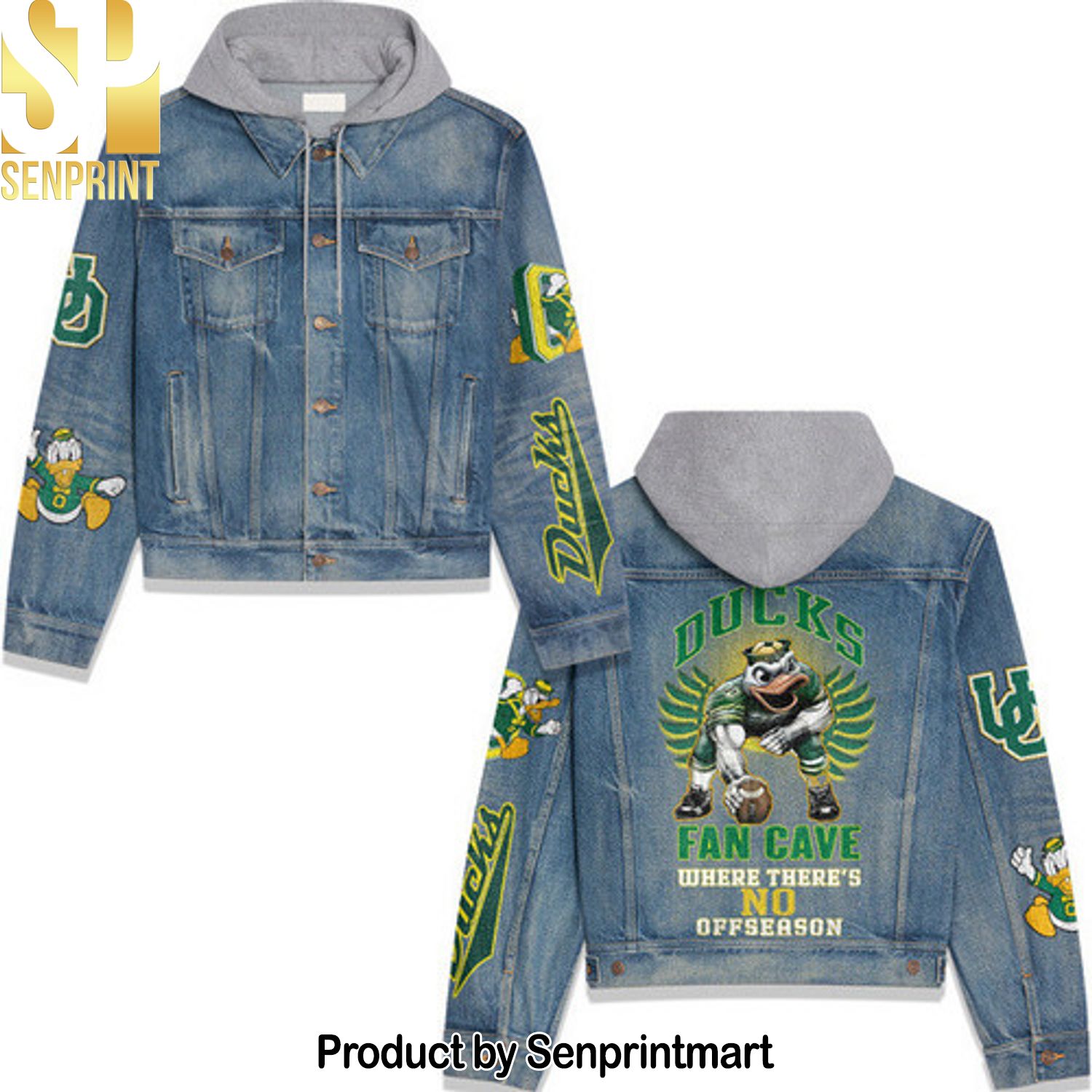 Oregon Ducks Football Hoodie Denim Jacket