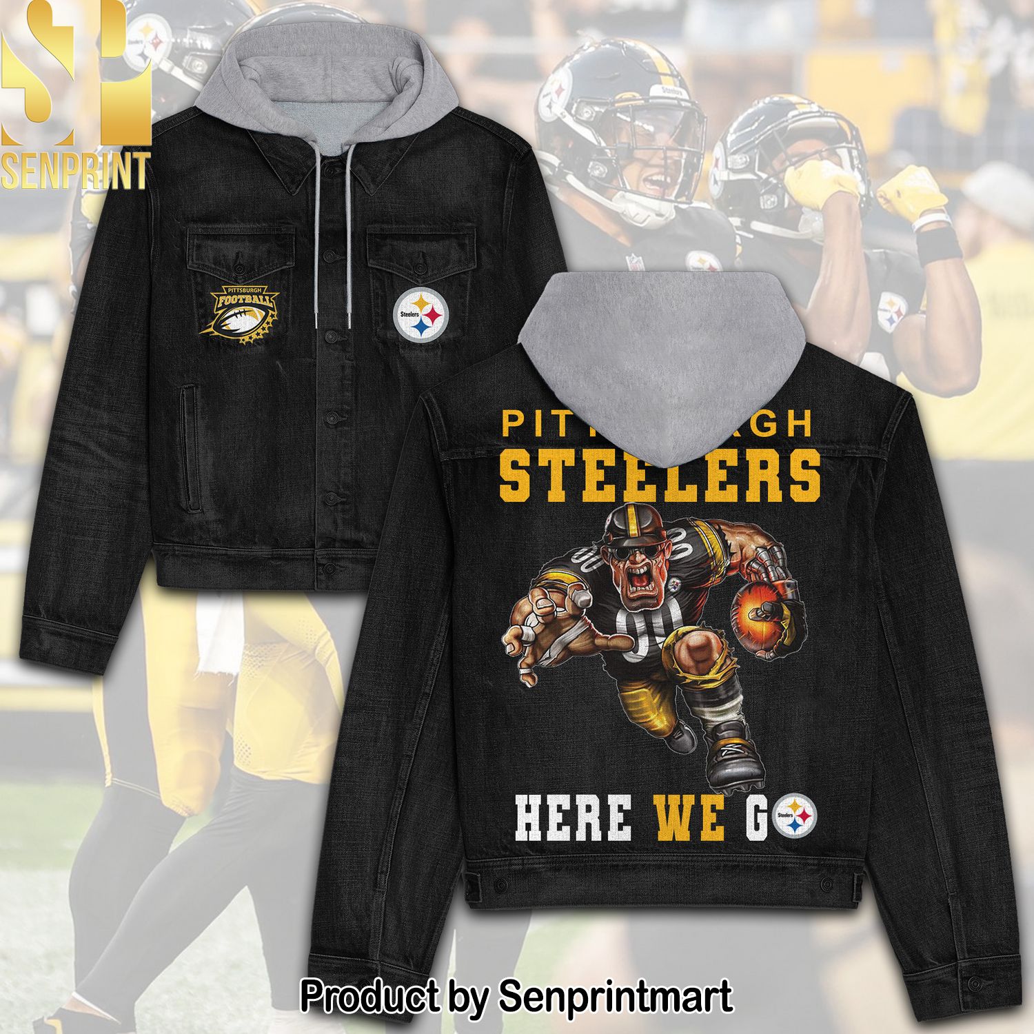 Pittsburgh Steelers Casual Denim Hoodie Jacket