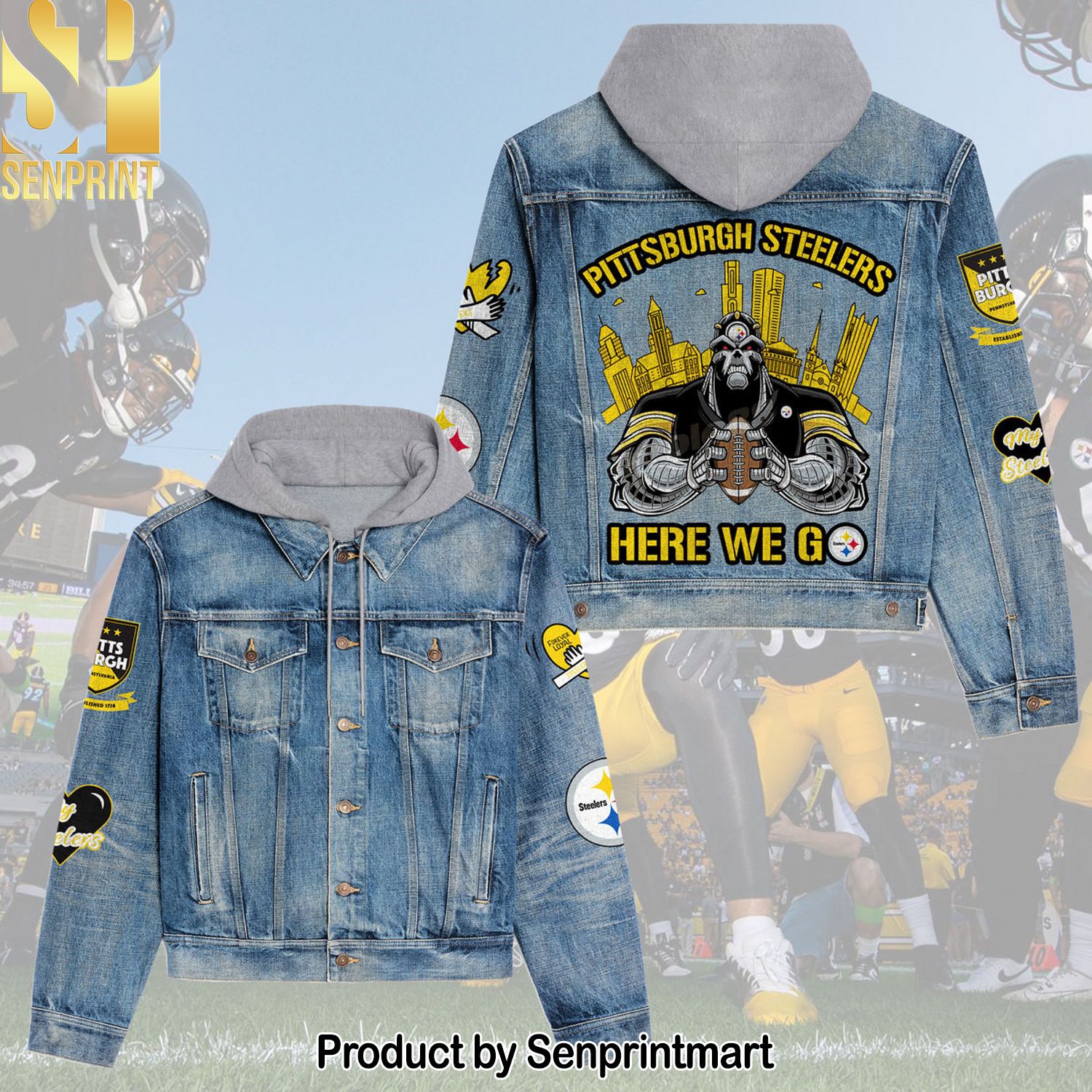 Pittsburgh Steelers Hooded Denim Jacket