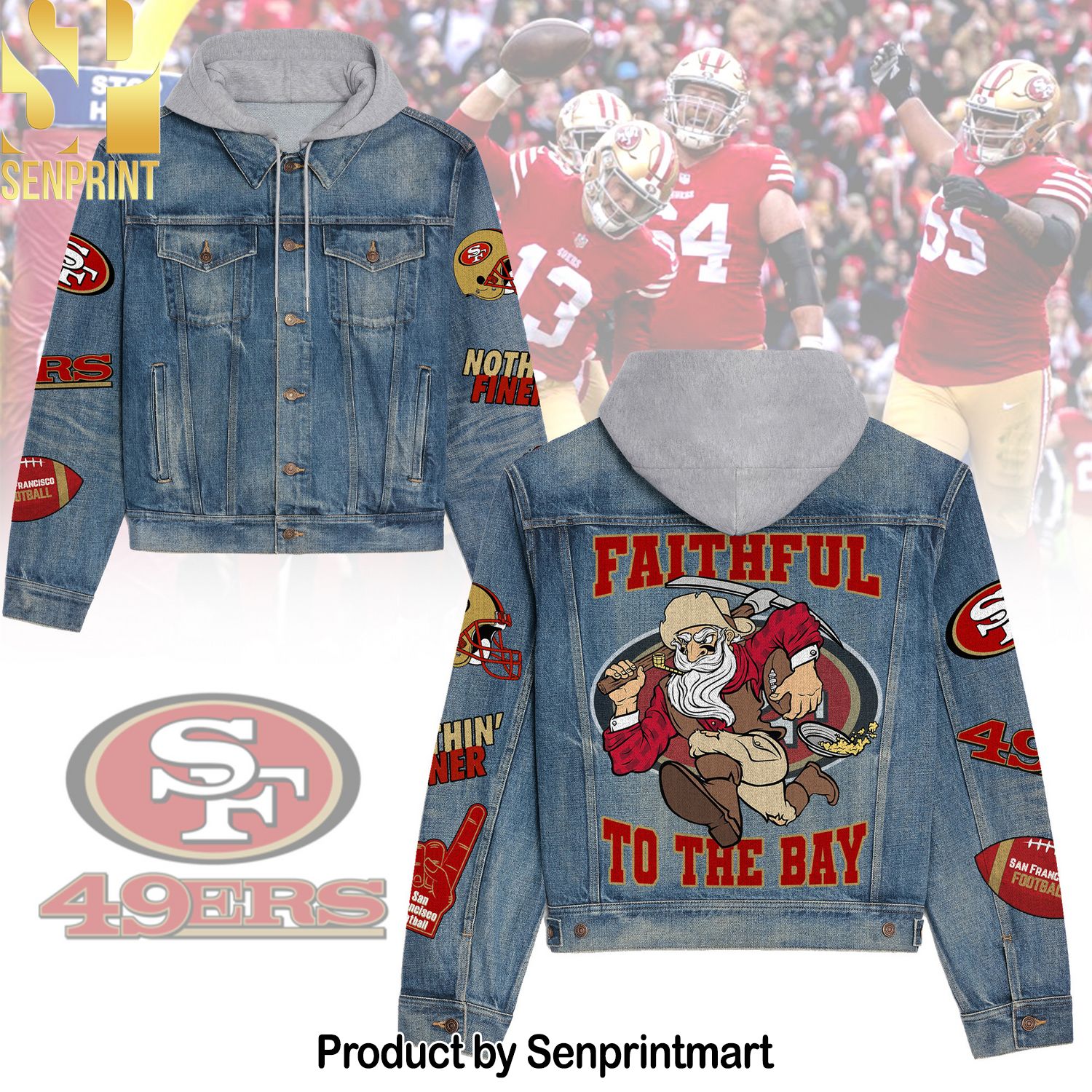 San Francisco 49ers Casual Denim Hoodie Jacket