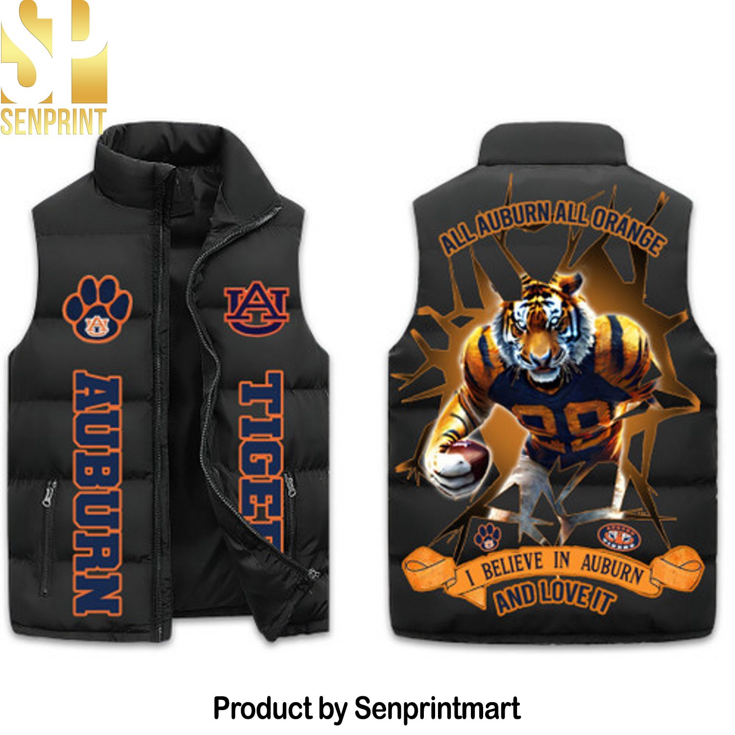 Auburn Tigers Football Sleeveless Puffer Vest