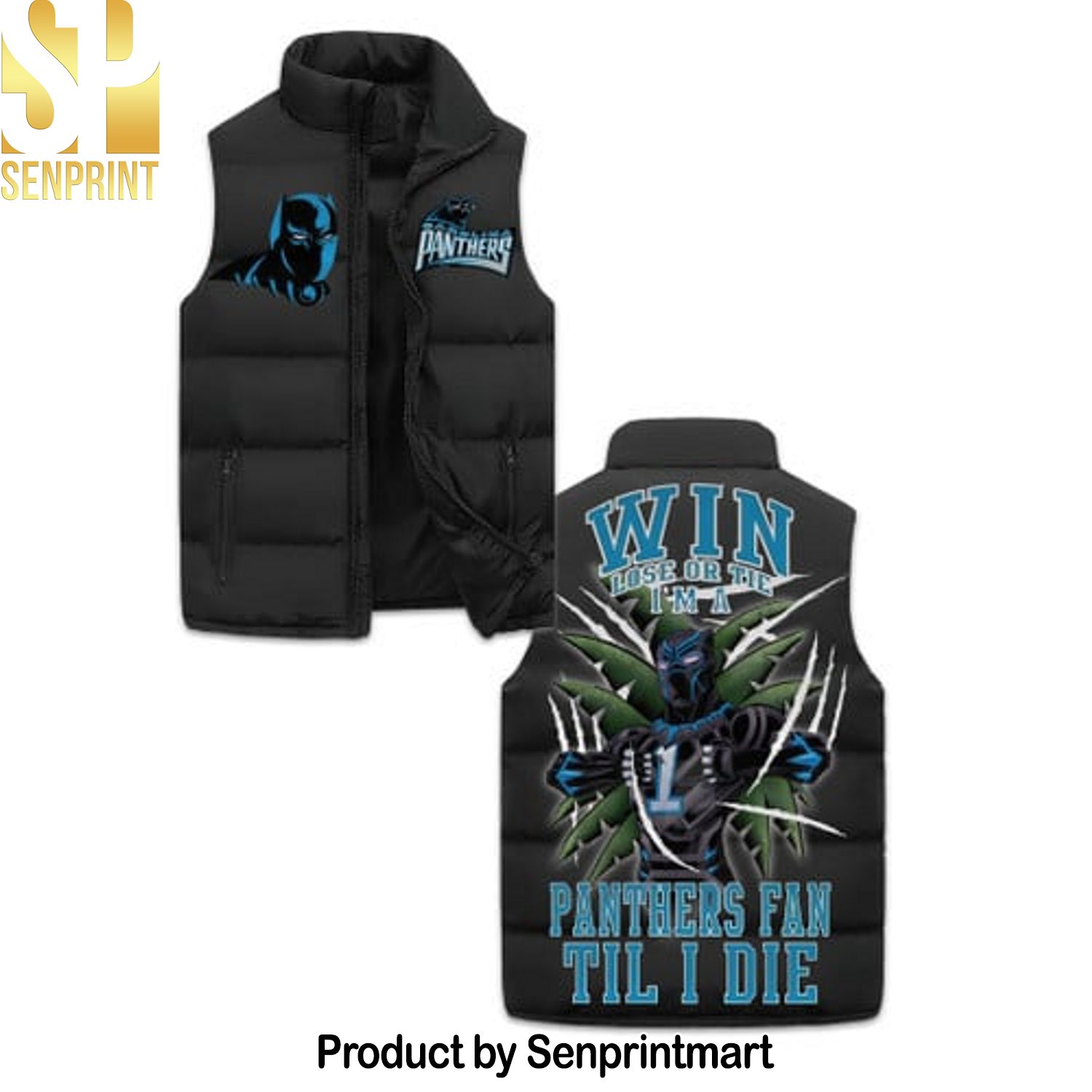 Carolina Panthers Sleeveless Puffer Vest