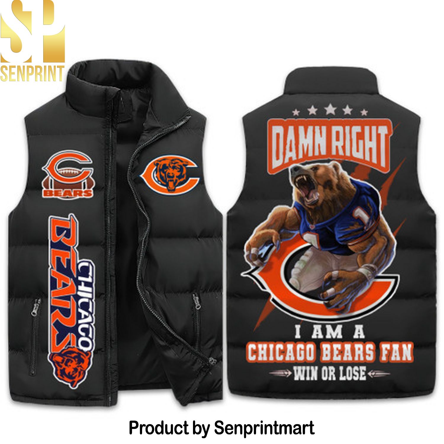 Chicago Bears Sleeveless Puffer Jacket