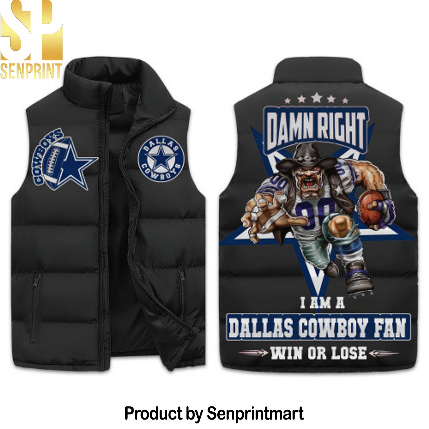 Dallas Cowboys Puffer Jacket Sleeveless Coats