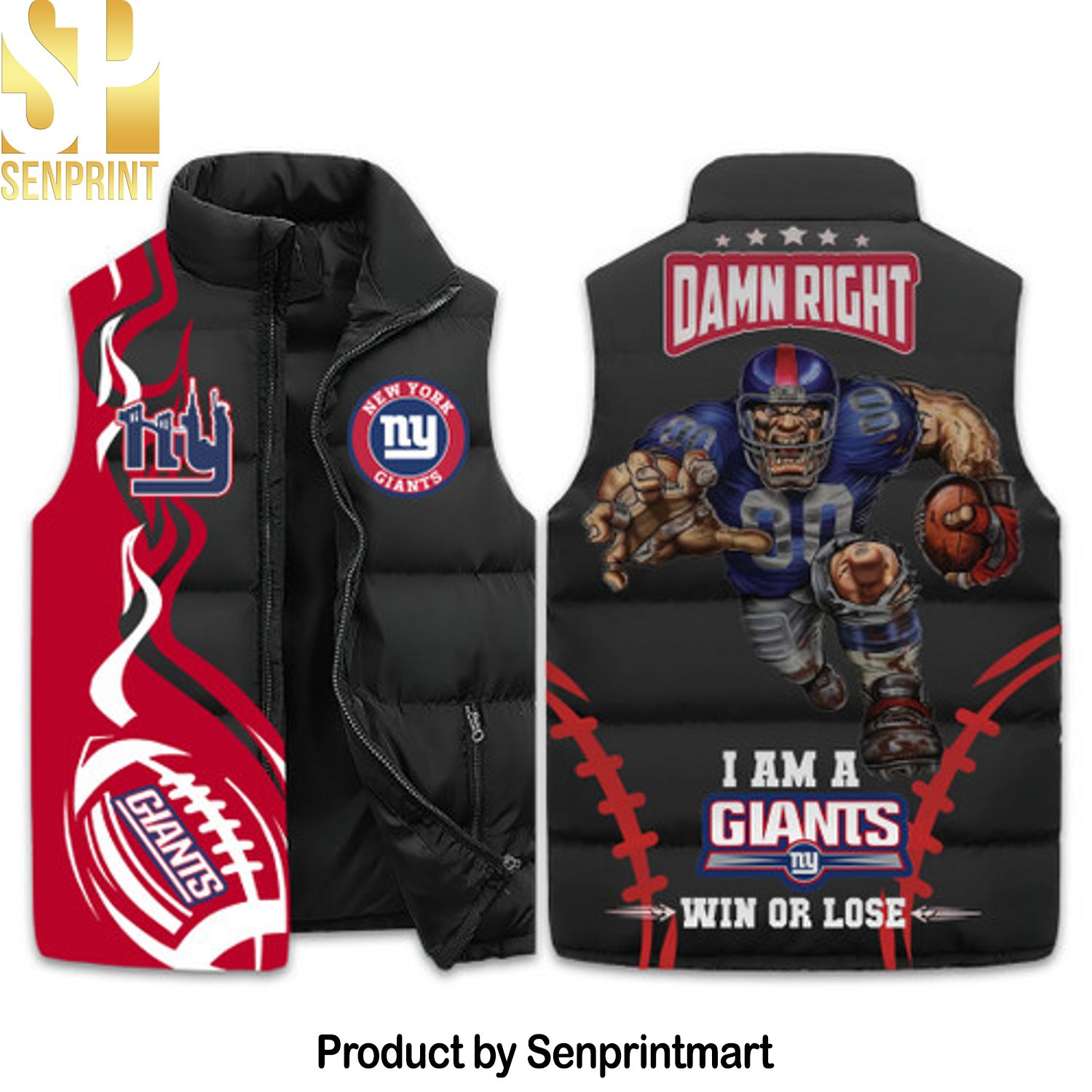 New York Giants Puffer Jacket Sleeveless Coats