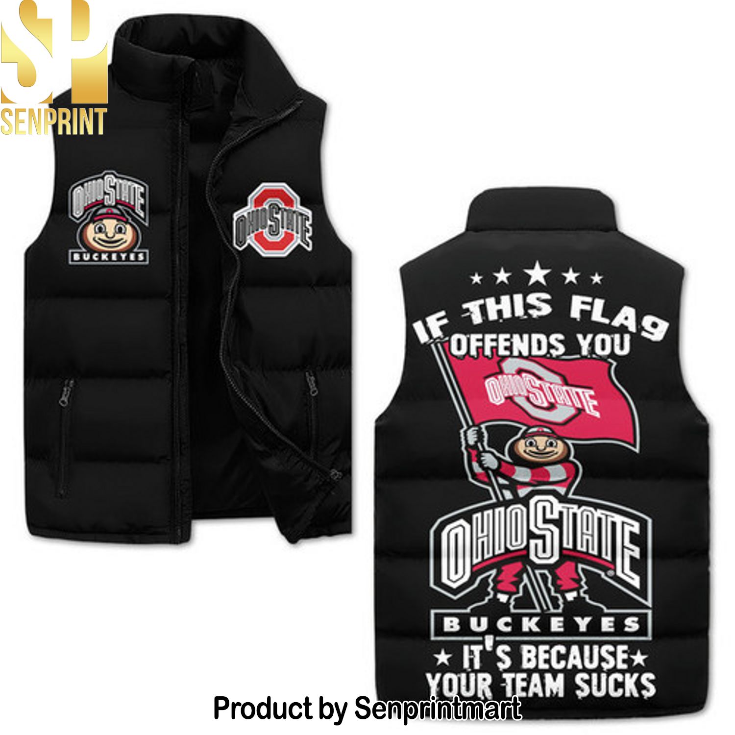 Ohio State Buckeyes Football Sleeveless Puffer Vest