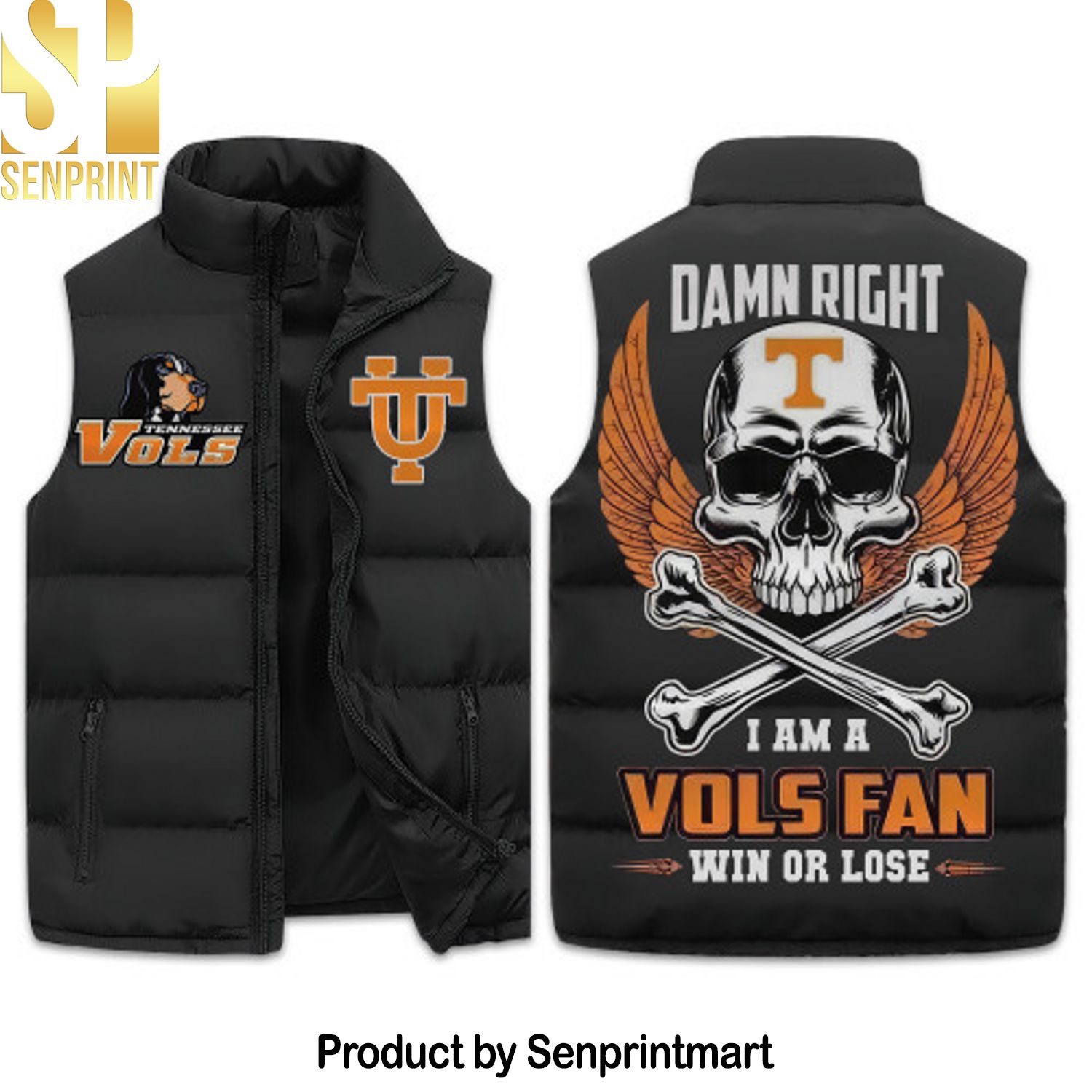 Tennessee Volunteers Football Sleeveless Puffer Vest