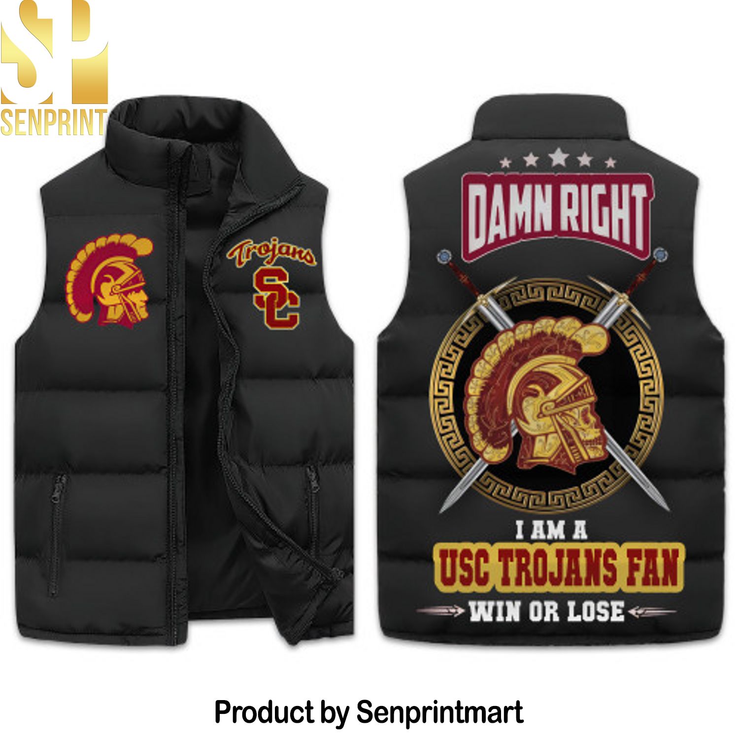 USC Trojans Football Sleeveless Puffer Vest