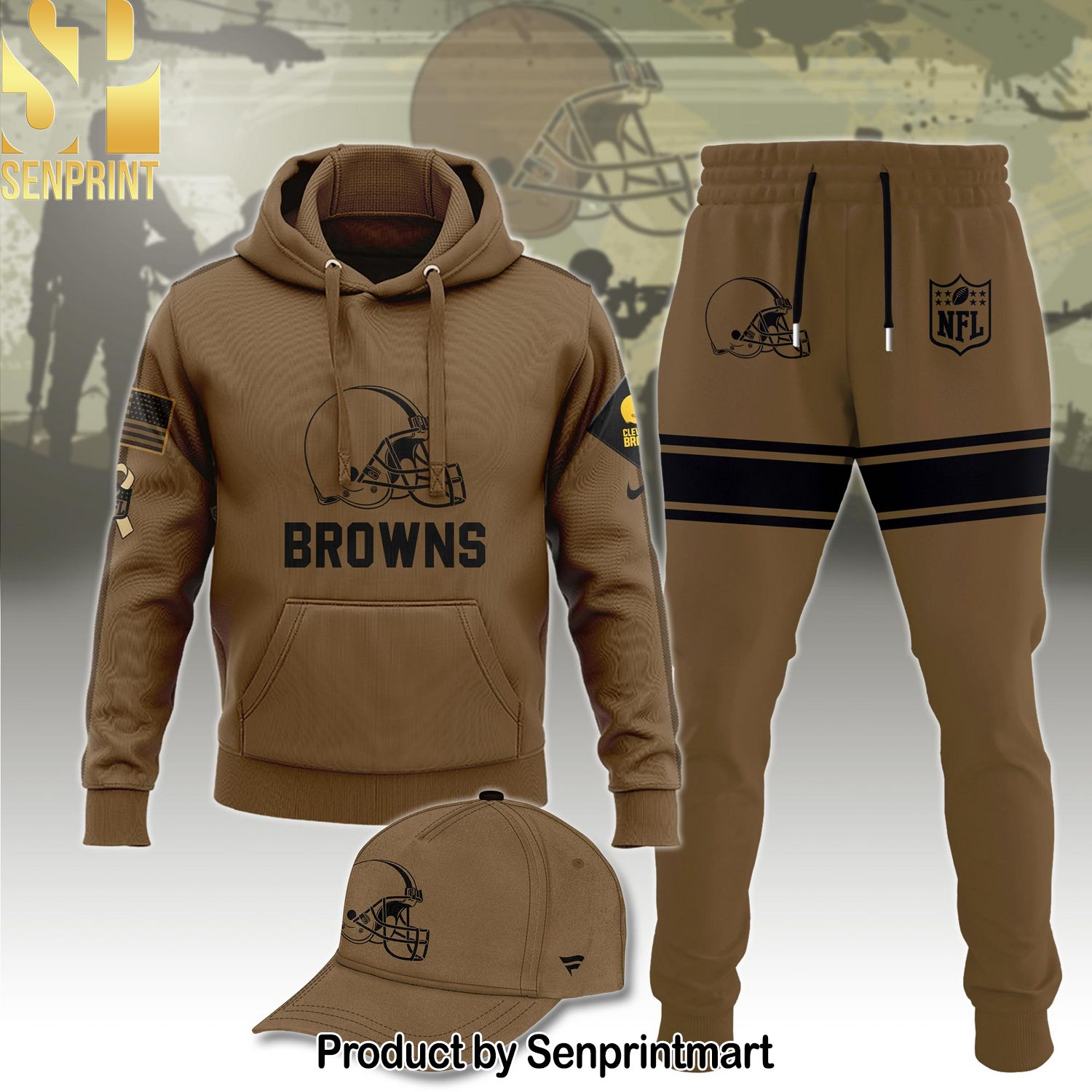 Cleveland Browns NFL Veterans Combo Hoodie, Sweatpant and Cap