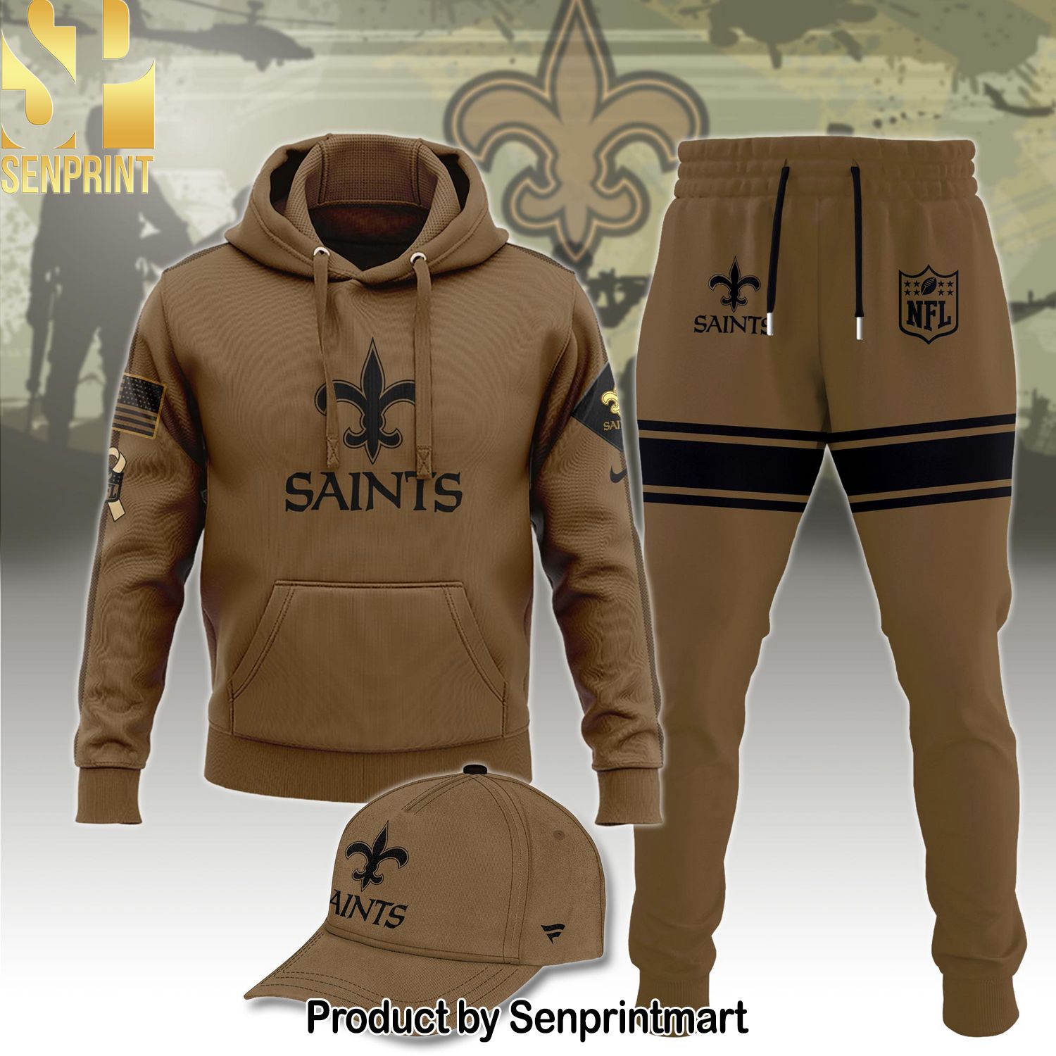 New Orleans Saints NFL Veterans Combo Hoodie, Sweatpant and Cap