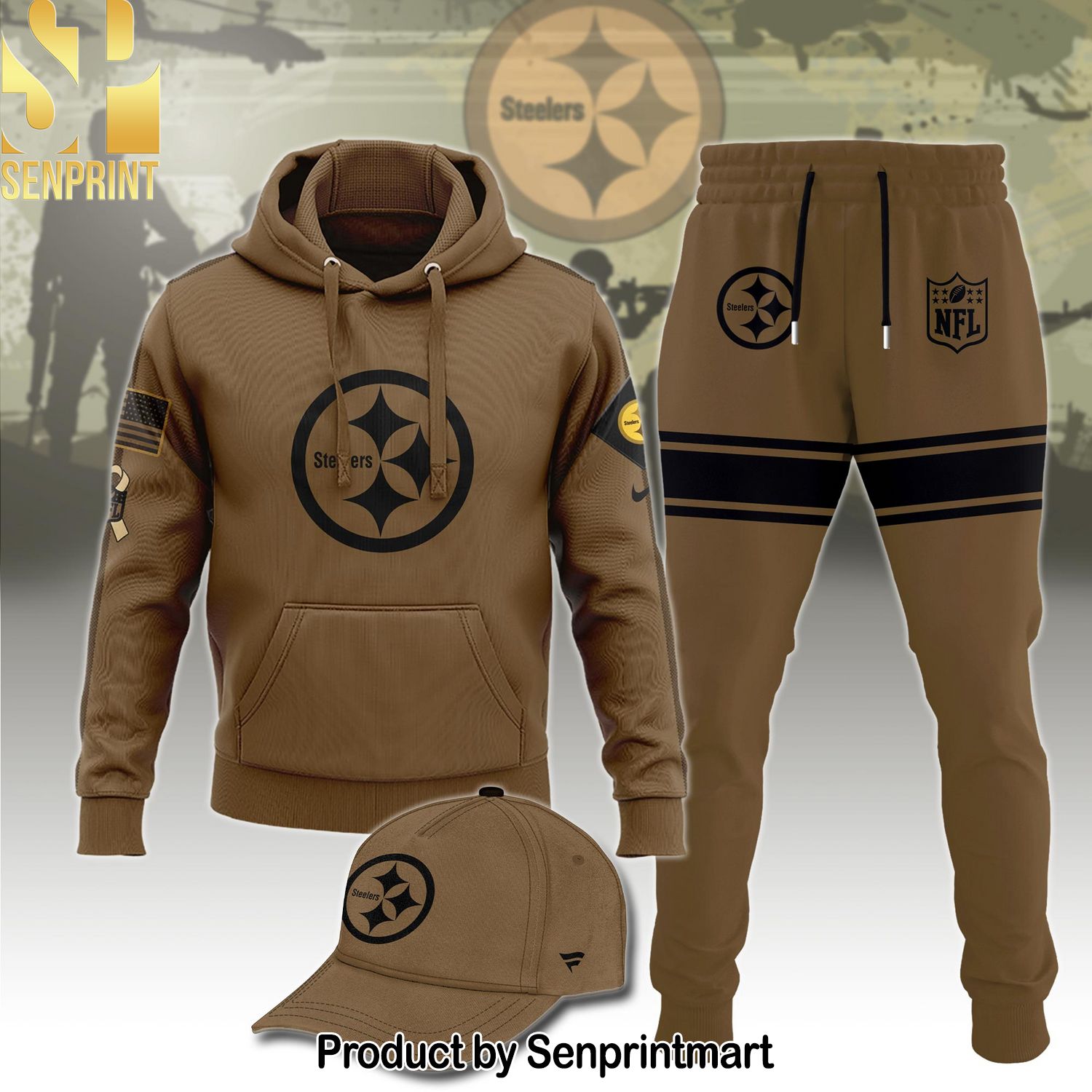 Pittsburgh Steelers NFL Veterans Combo Hoodie, Sweatpant and Cap