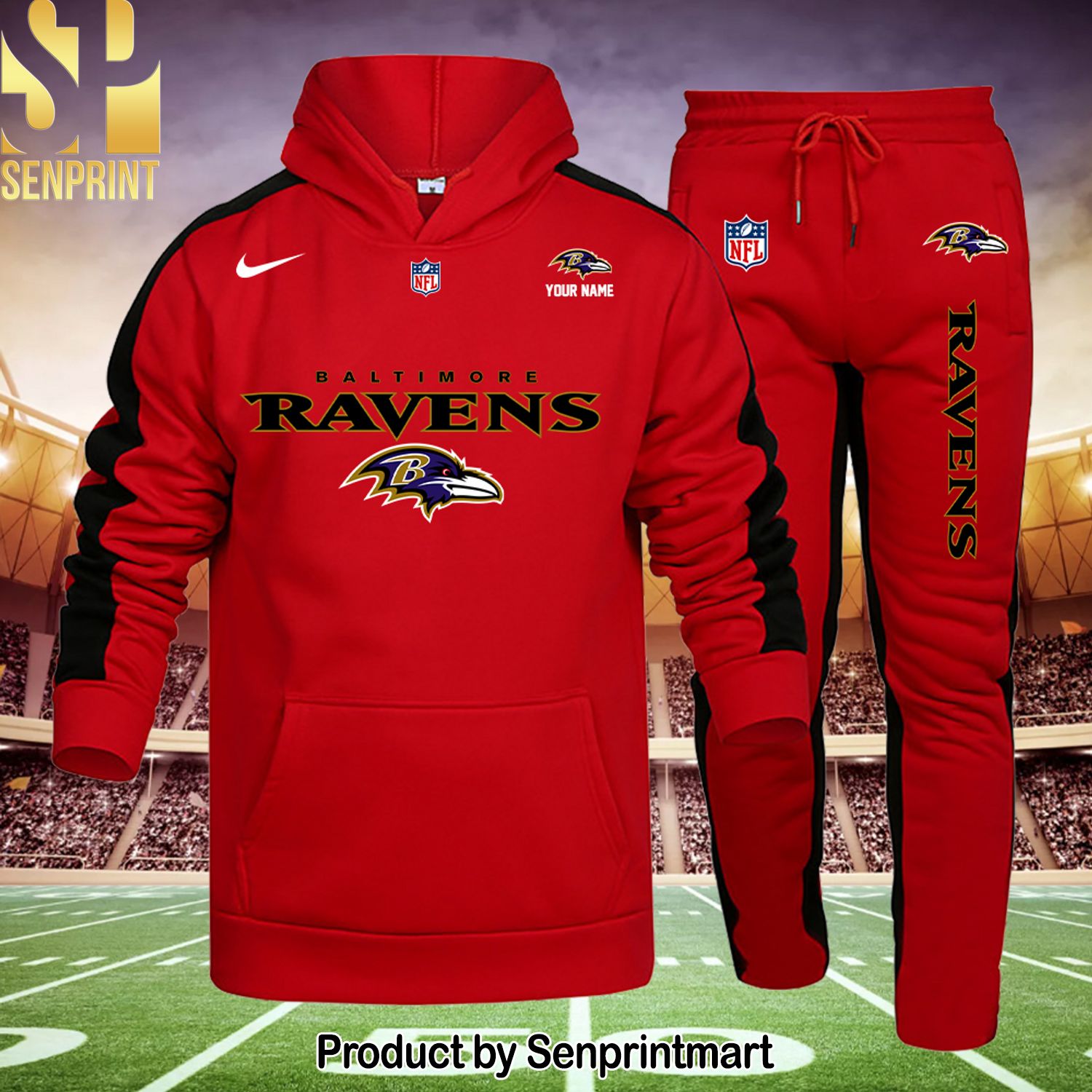 Baltimore Ravens All Over Printed 3D Shirt and Pants