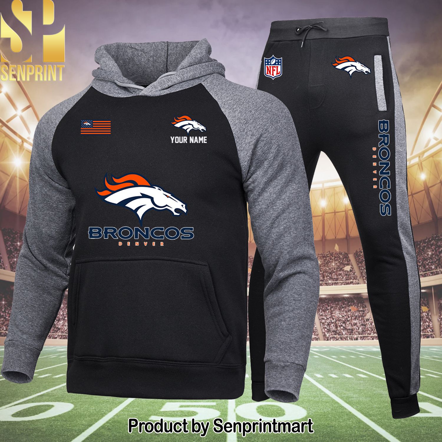 Denver Broncos All Over Print Classic Shirt and Pants