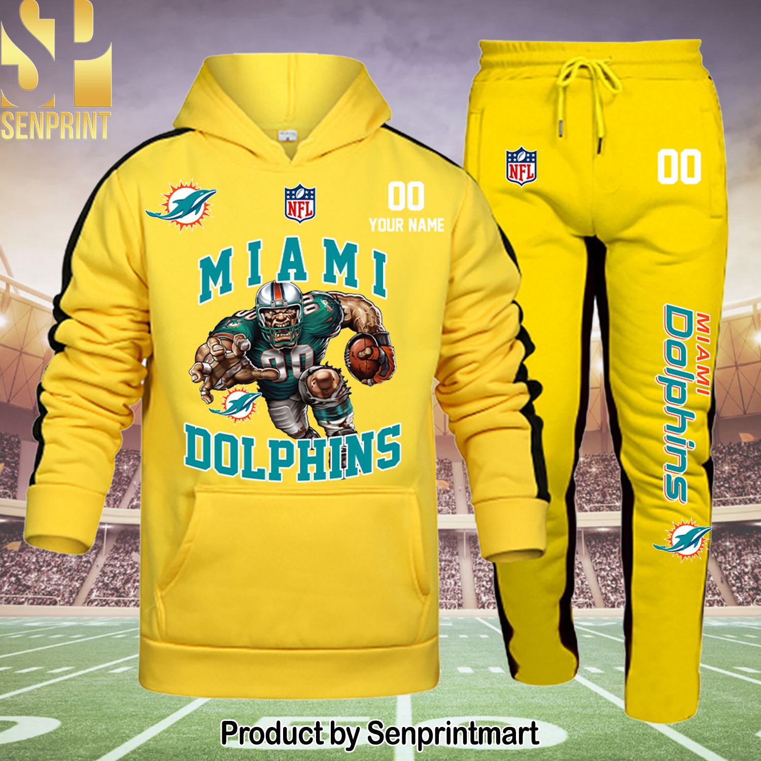 Miami Dolphins All Over Printed Classic Shirt and Pants