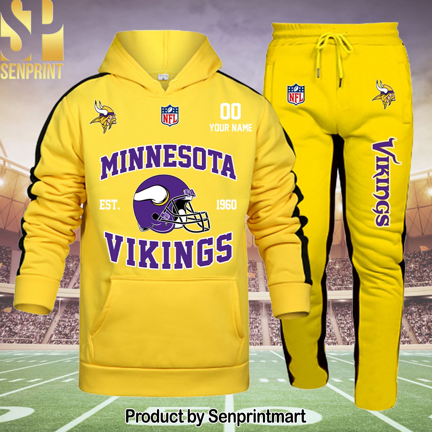 Minnesota Vikings All Over Printed 3D Shirt and Pants