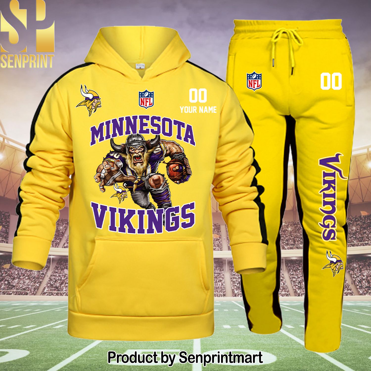 Minnesota Vikings Unisex Full Printed Shirt and Pants