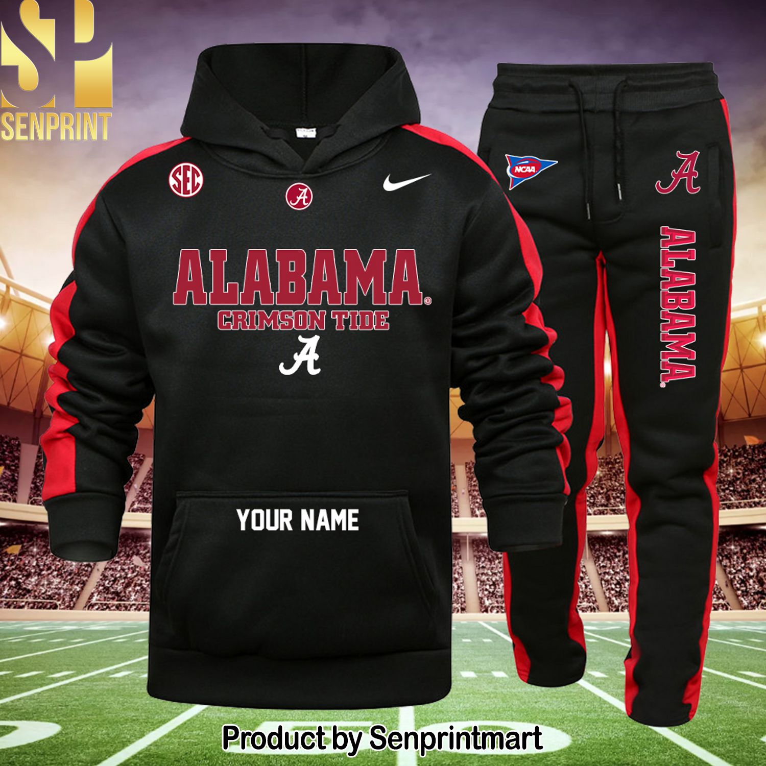 NCAA Alabama Crimson Tide Full Printed Classic Shirt and Sweatpants