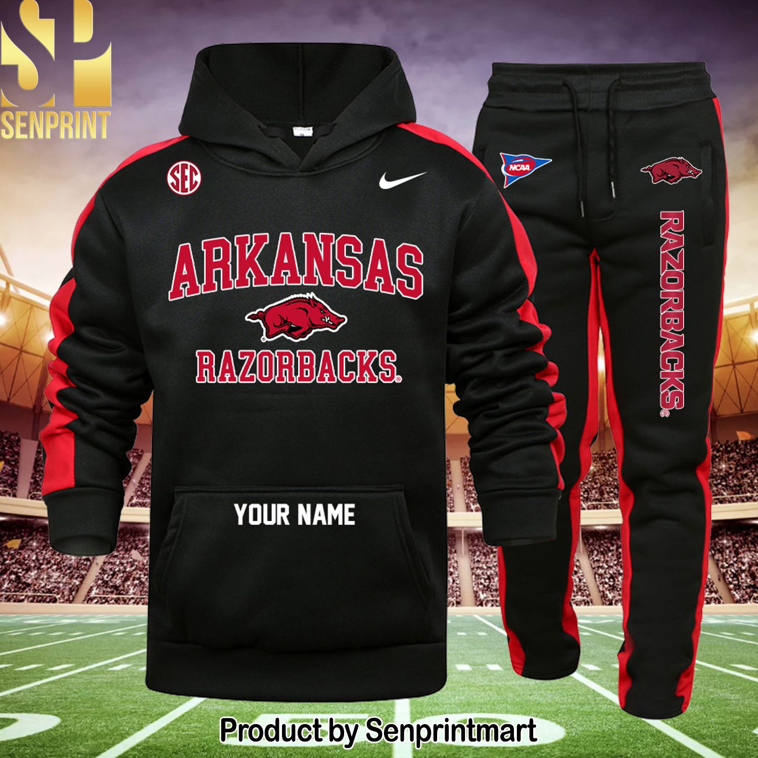 NCAA Arkansas Razorbacks All Over Printed Unisex Shirt and Sweatpants