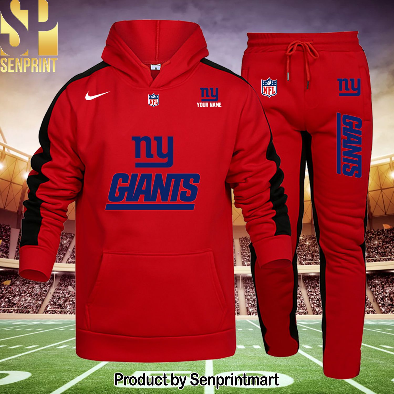 New York Giants 3D Full Printing Shirt and Pants