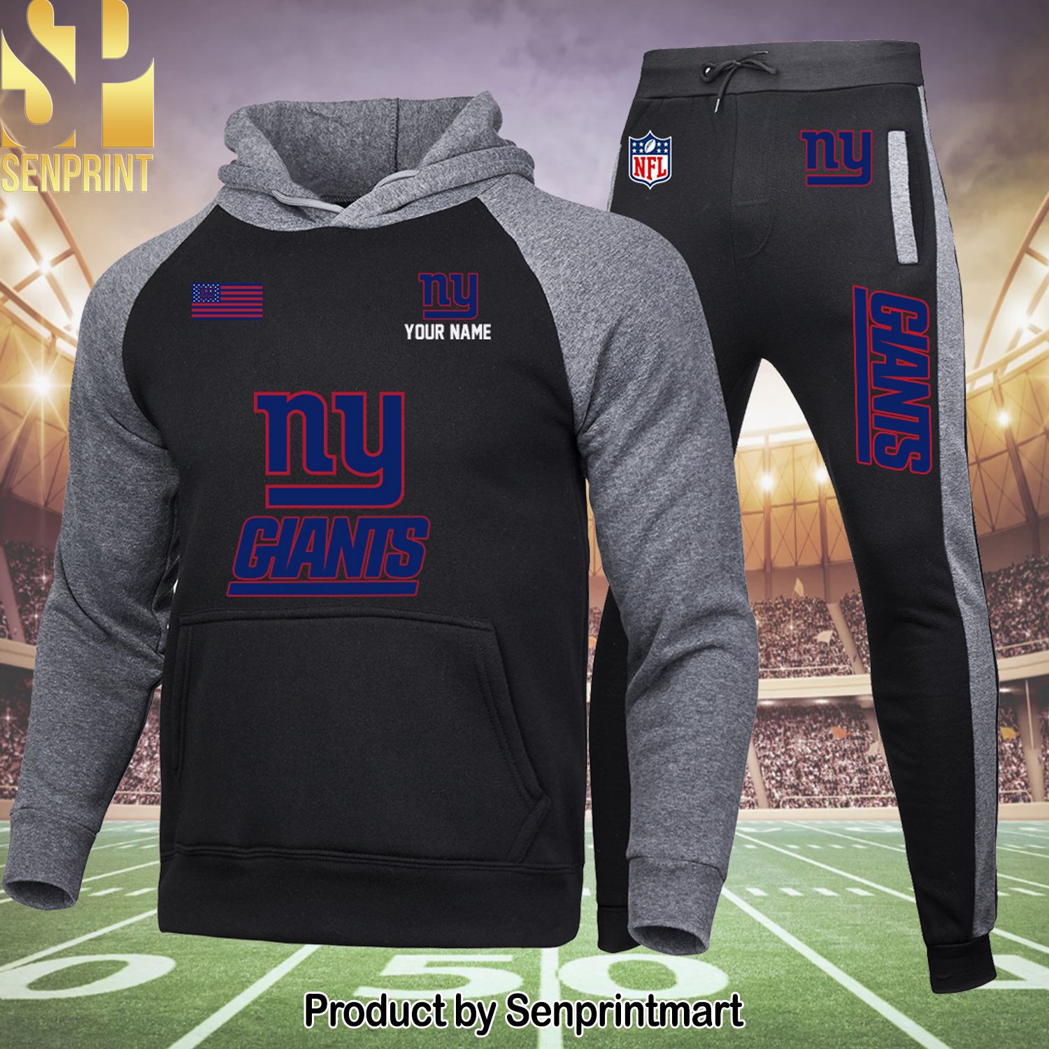 New York Giants Unisex All Over Printed Shirt and Pants