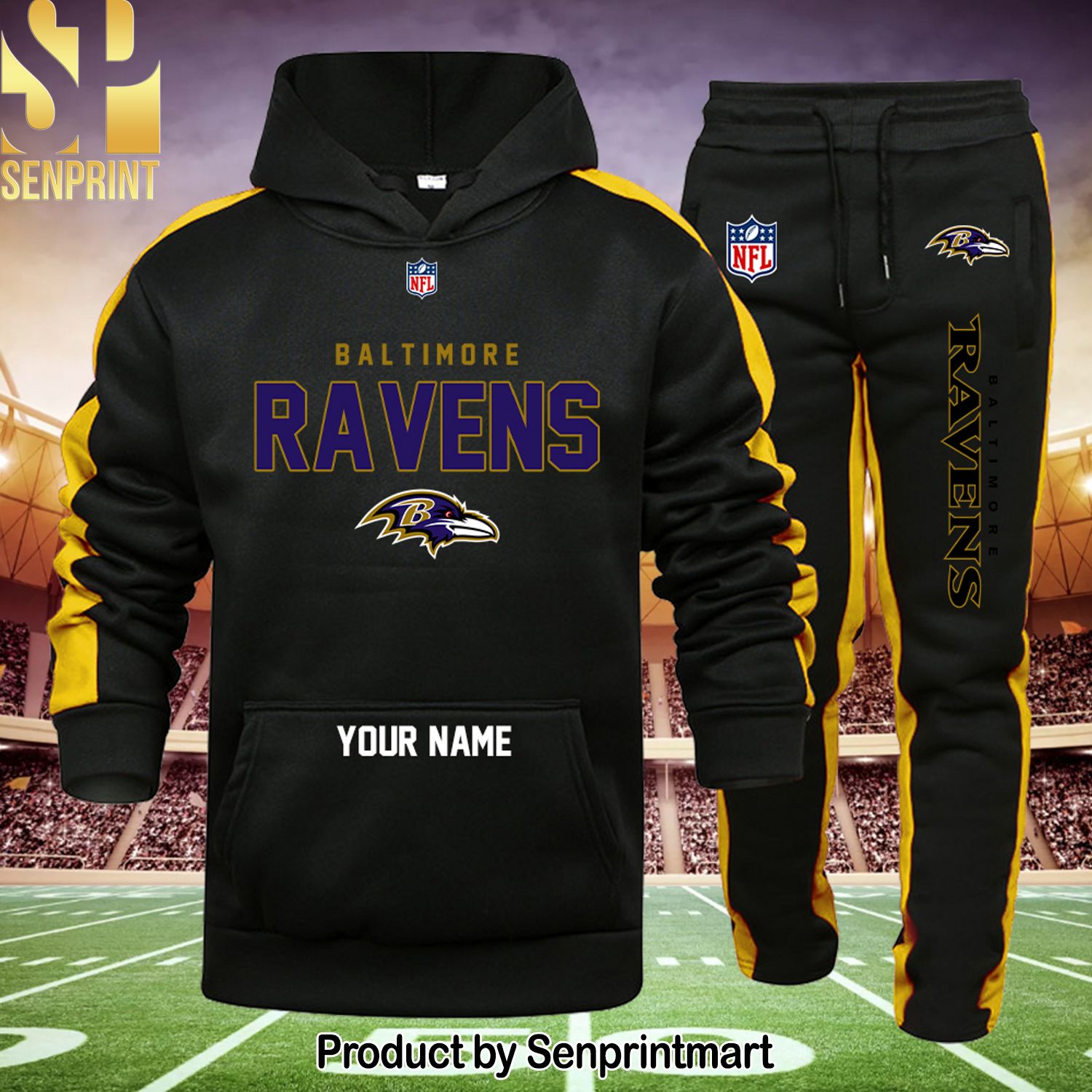 NFL Baltimore Ravens Best Combo All Over Print Shirt and Sweatpants