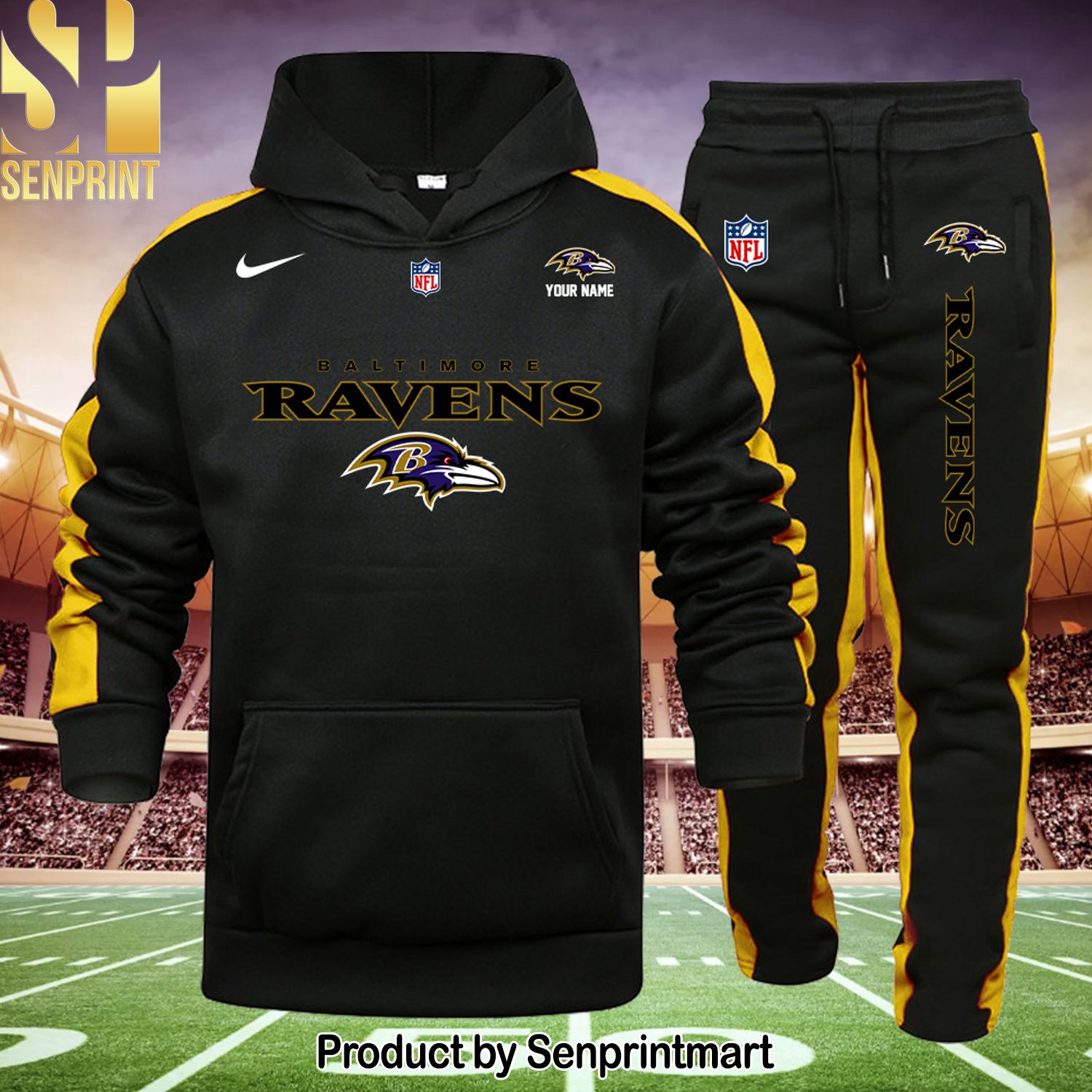 NFL Baltimore Ravens Full Printed Shirt and Sweatpants