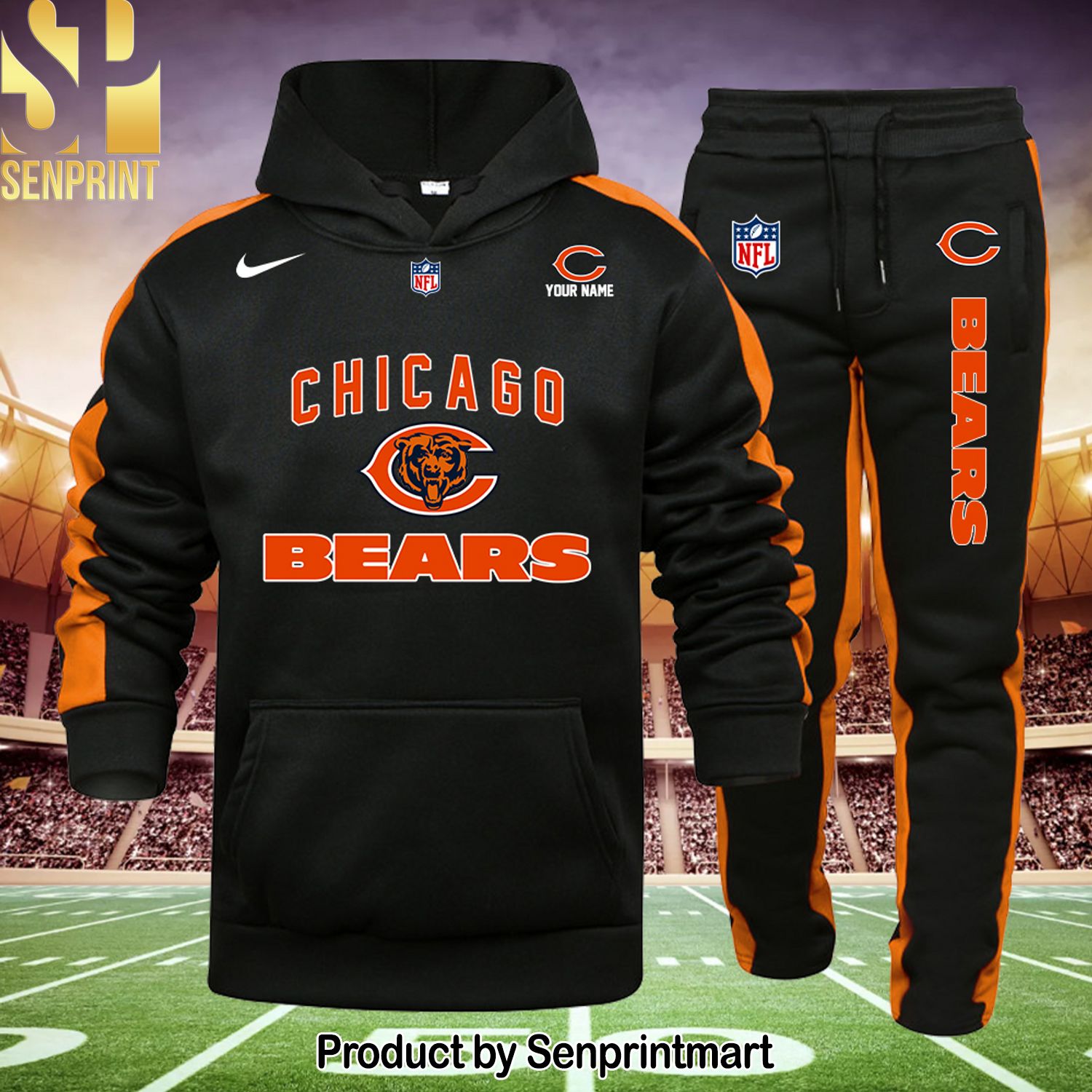 NFL Chicago Bears Hot Outfit All Over Print Shirt and Sweatpants
