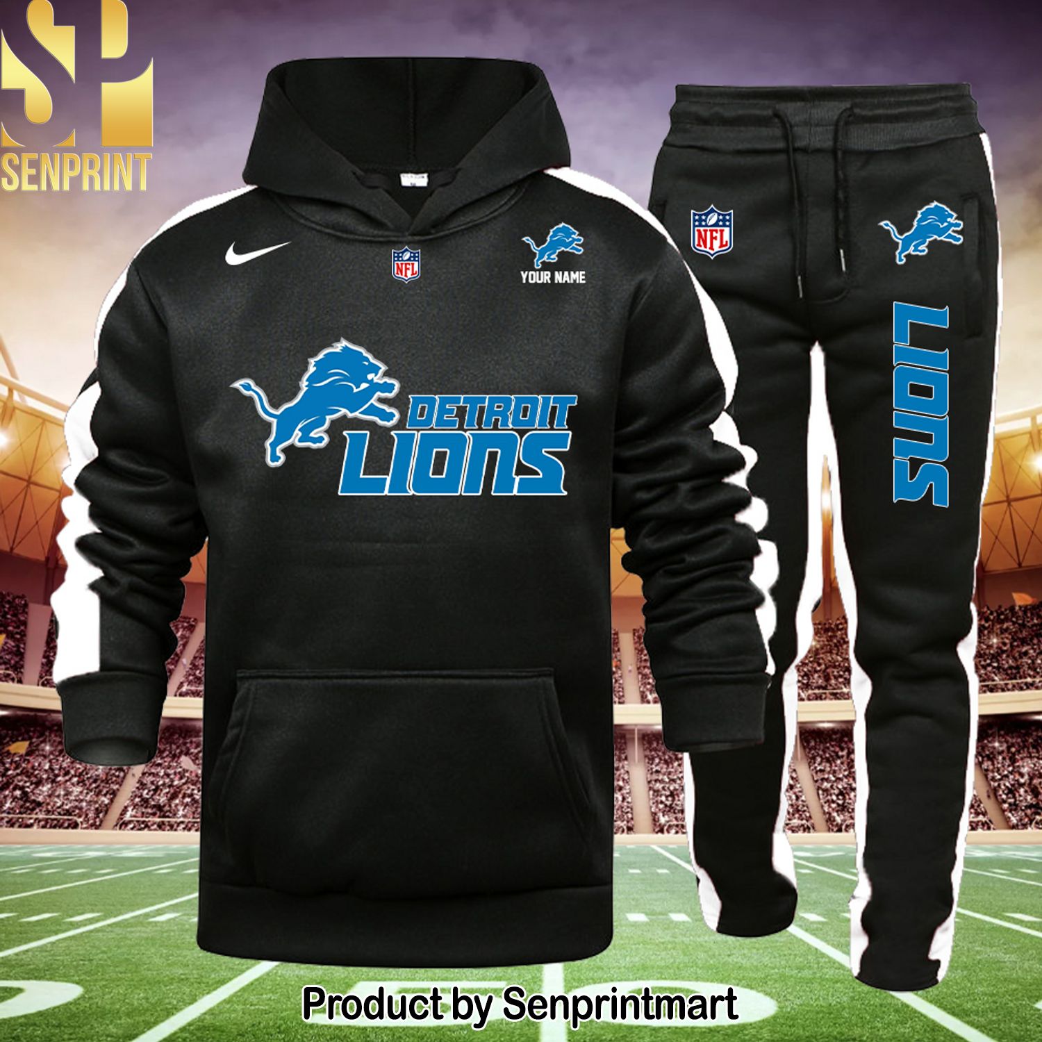 NFL Detroit Lions Full Printed Unisex Shirt and Sweatpants