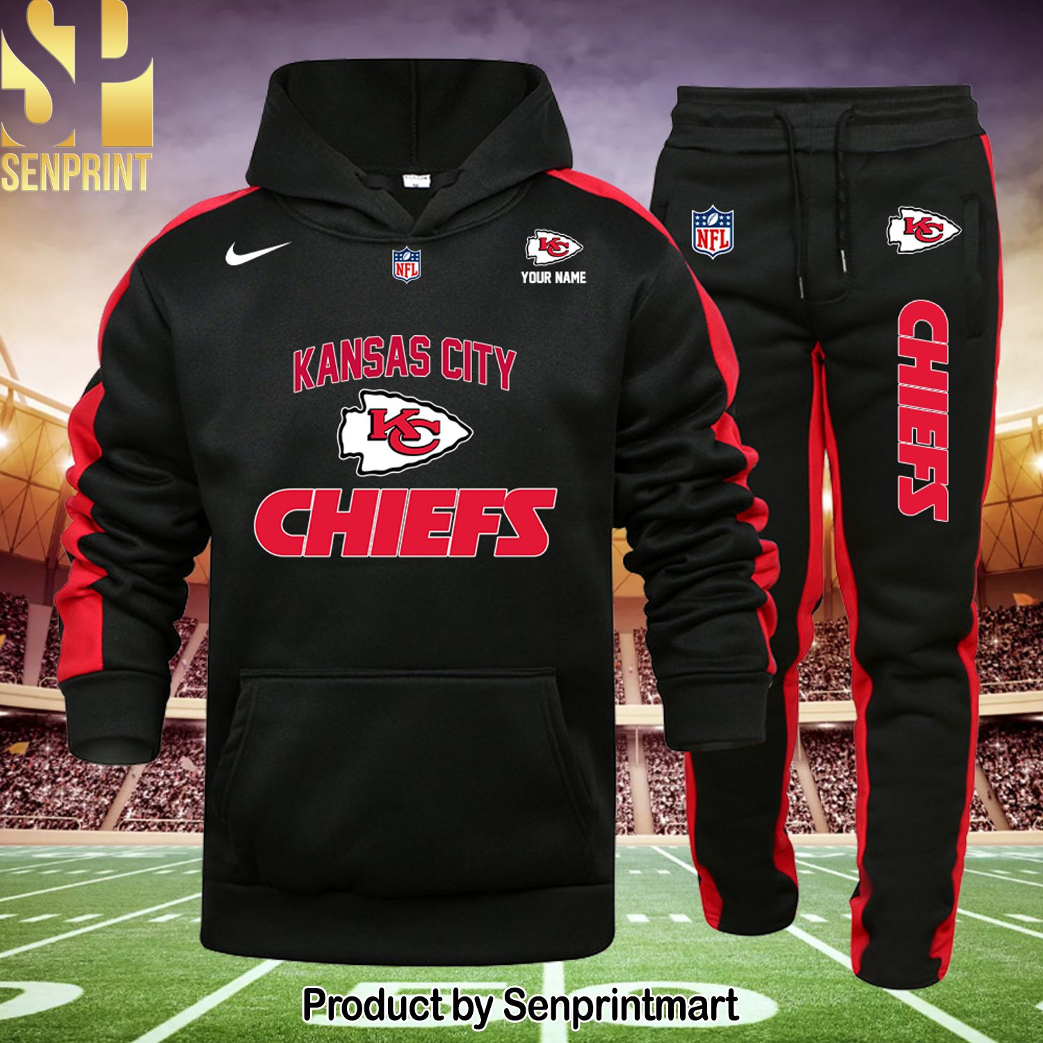NFL Kansas City Chiefs 3D Full Print Shirt and Sweatpants