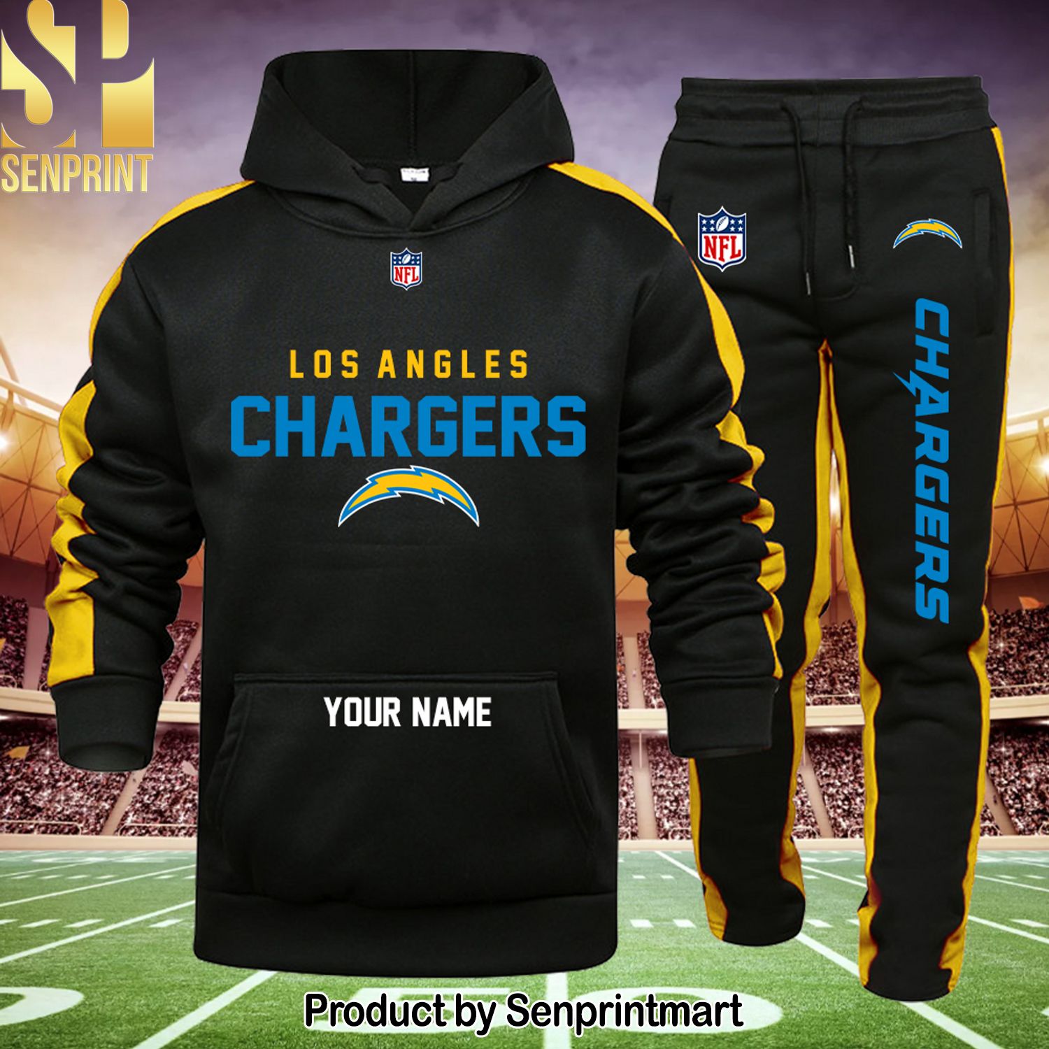 NFL Los Angeles Chargers 3D Full Printing Shirt and Sweatpants