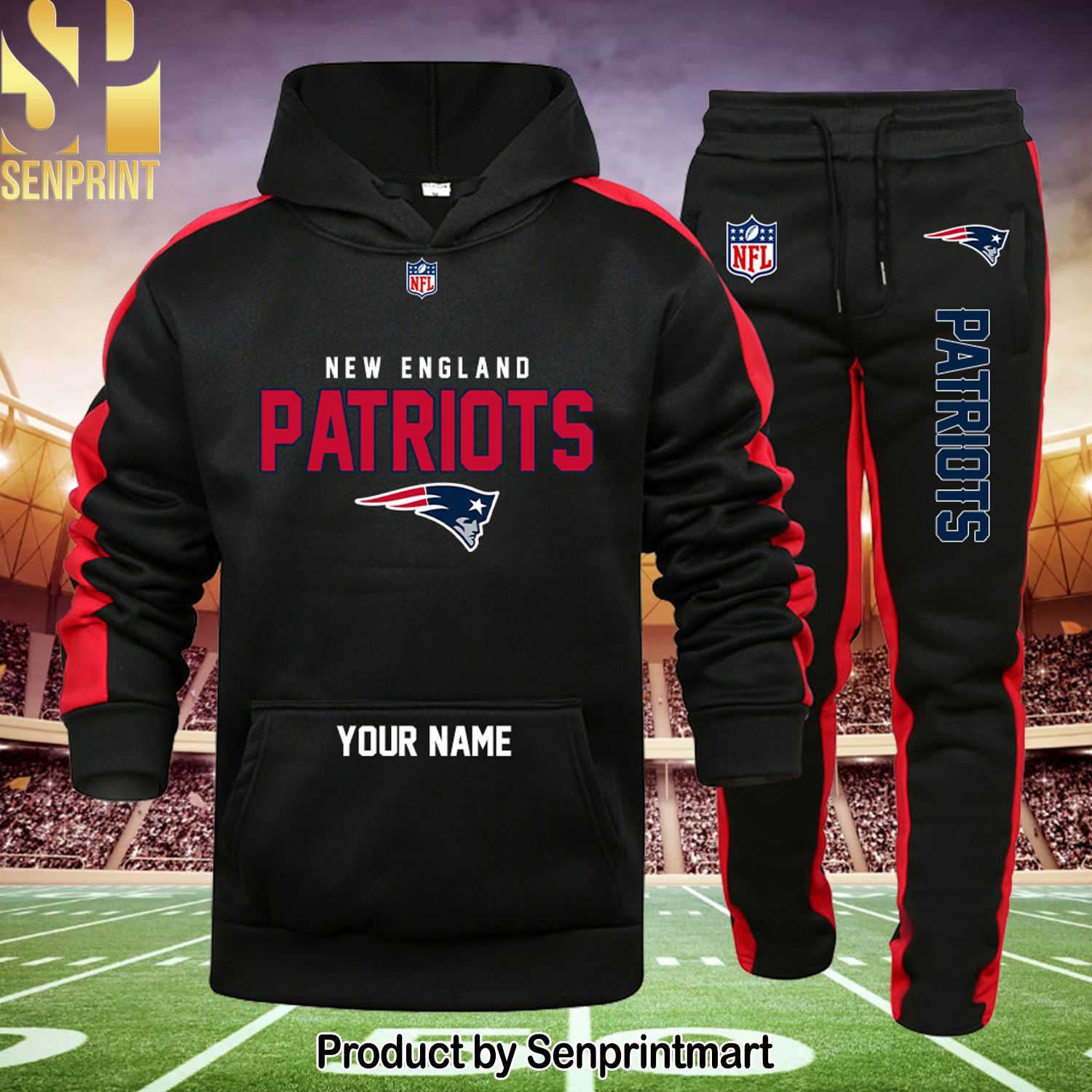 NFL New England Patriots All Over Printed 3D Shirt and Sweatpants