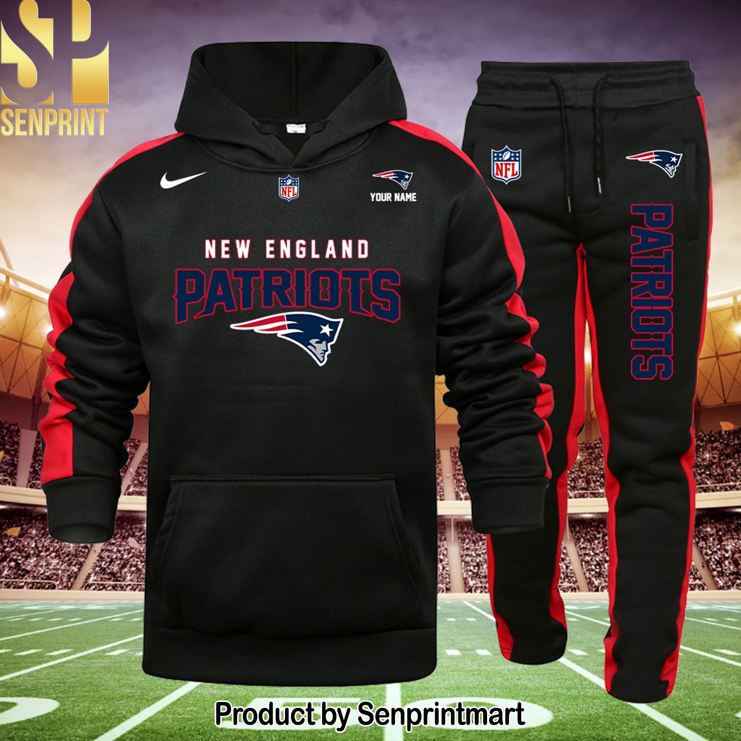 NFL New England Patriots New Outfit Full Printed Shirt and Sweatpants