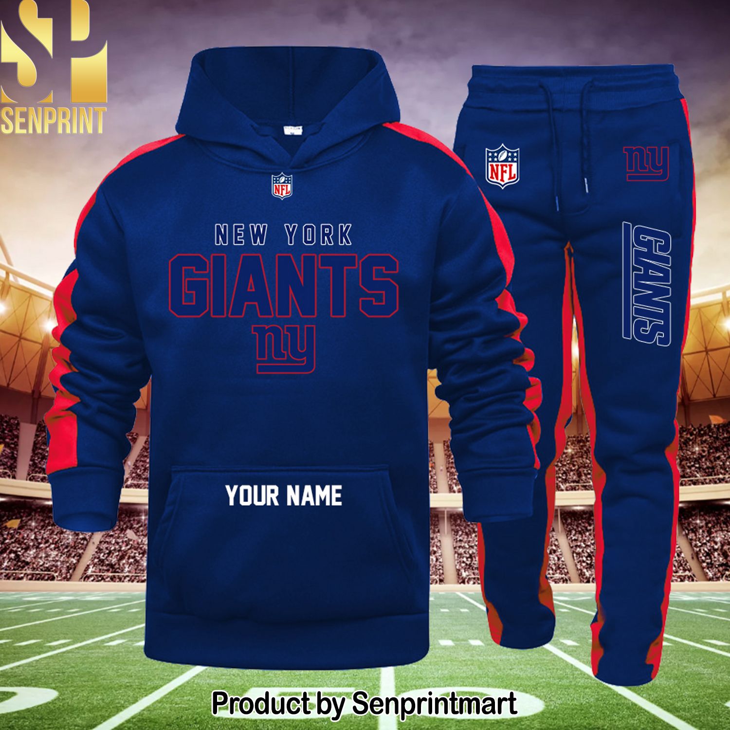 NFL New York Giants Unisex All Over Printed Shirt and Sweatpants