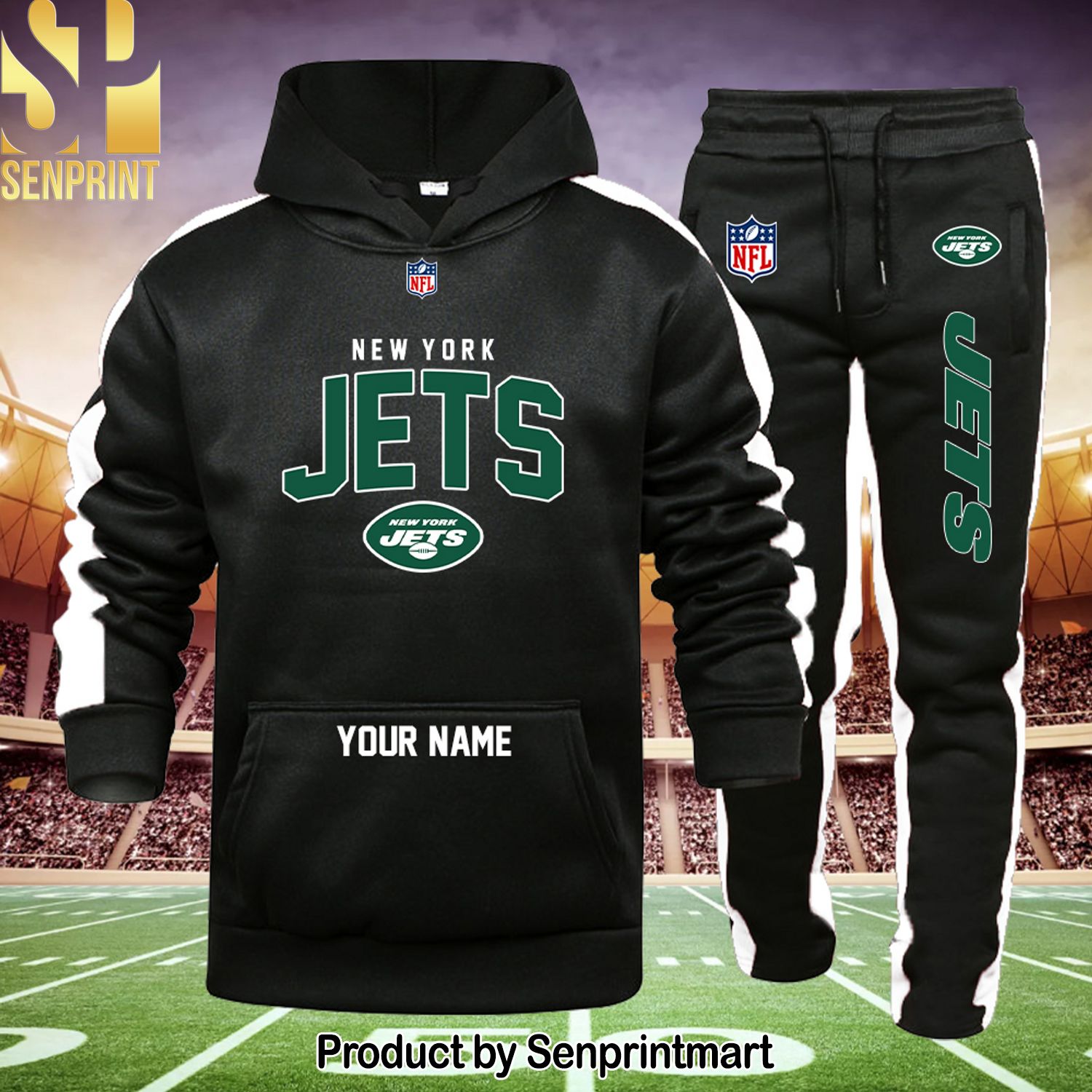 NFL New York Jets Classic All Over Print Shirt and Sweatpants