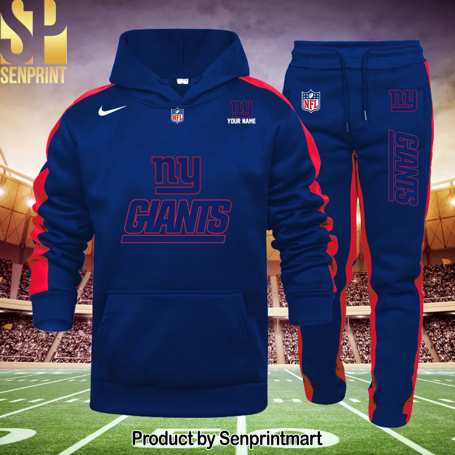 NFL NY Giants All Over Printed Classic Shirt and Sweatpants
