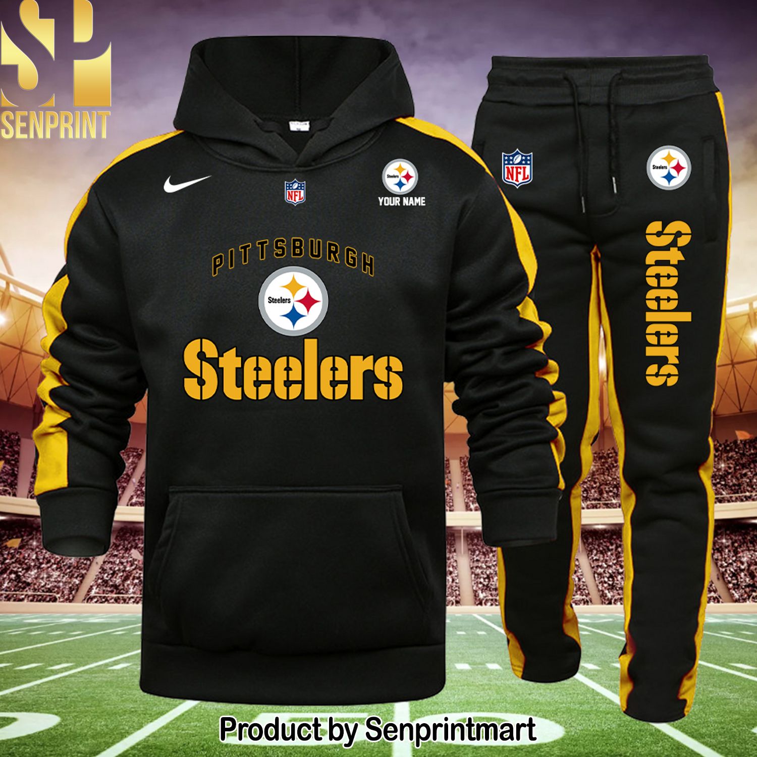NFL Pittsburgh Steelers Full Printing Shirt and Sweatpants