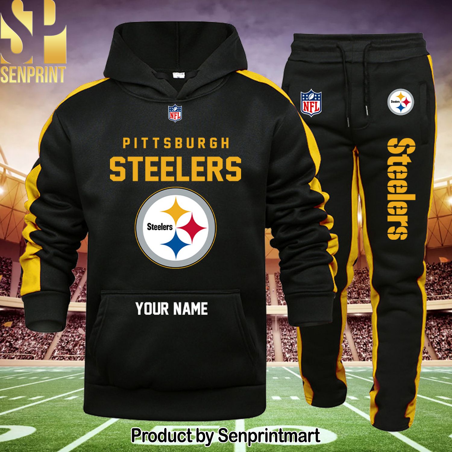 NFL Pittsburgh Steelers Unisex Full Printed Shirt and Sweatpants