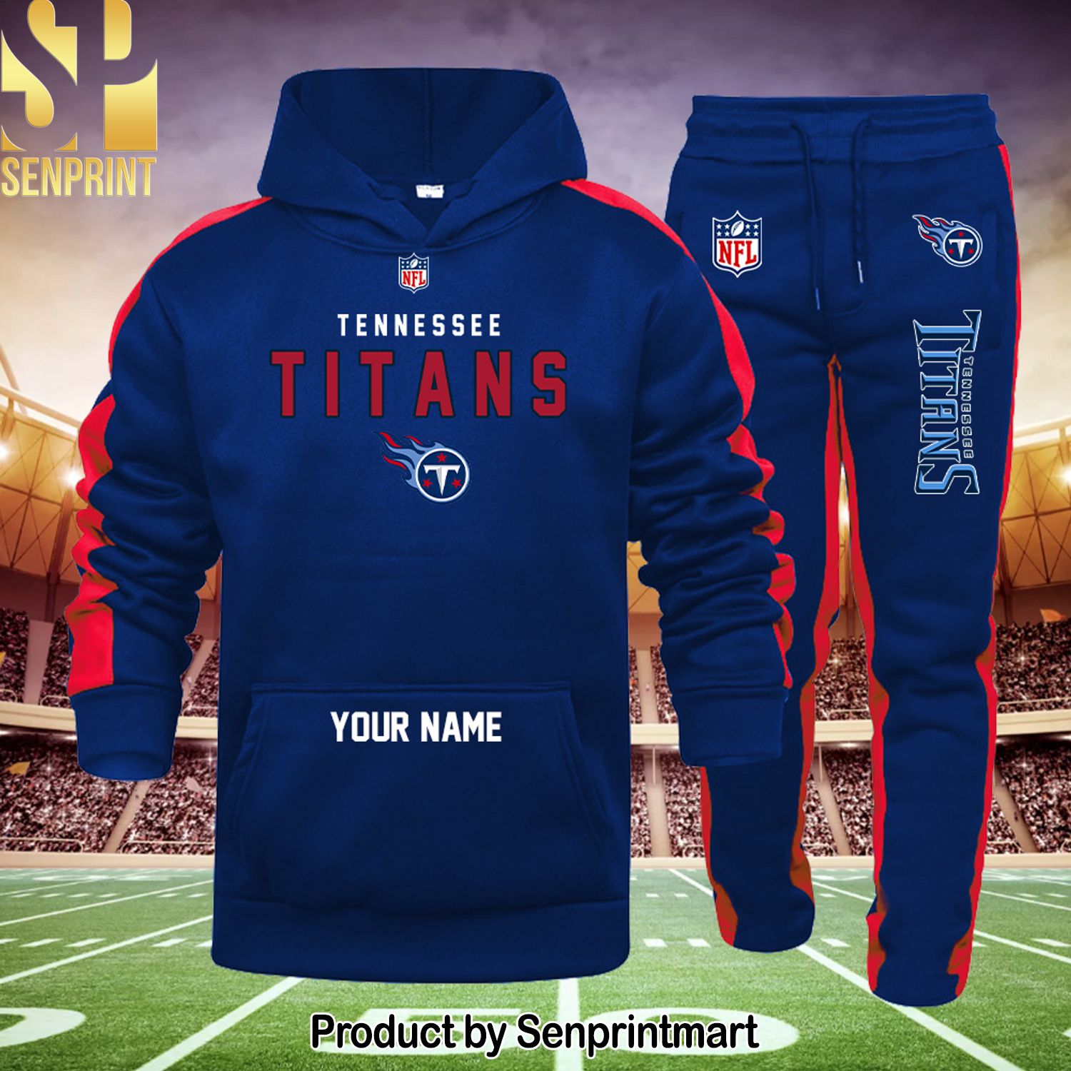 NFL Tennessee Titans Classic Full Printed Shirt and Sweatpants