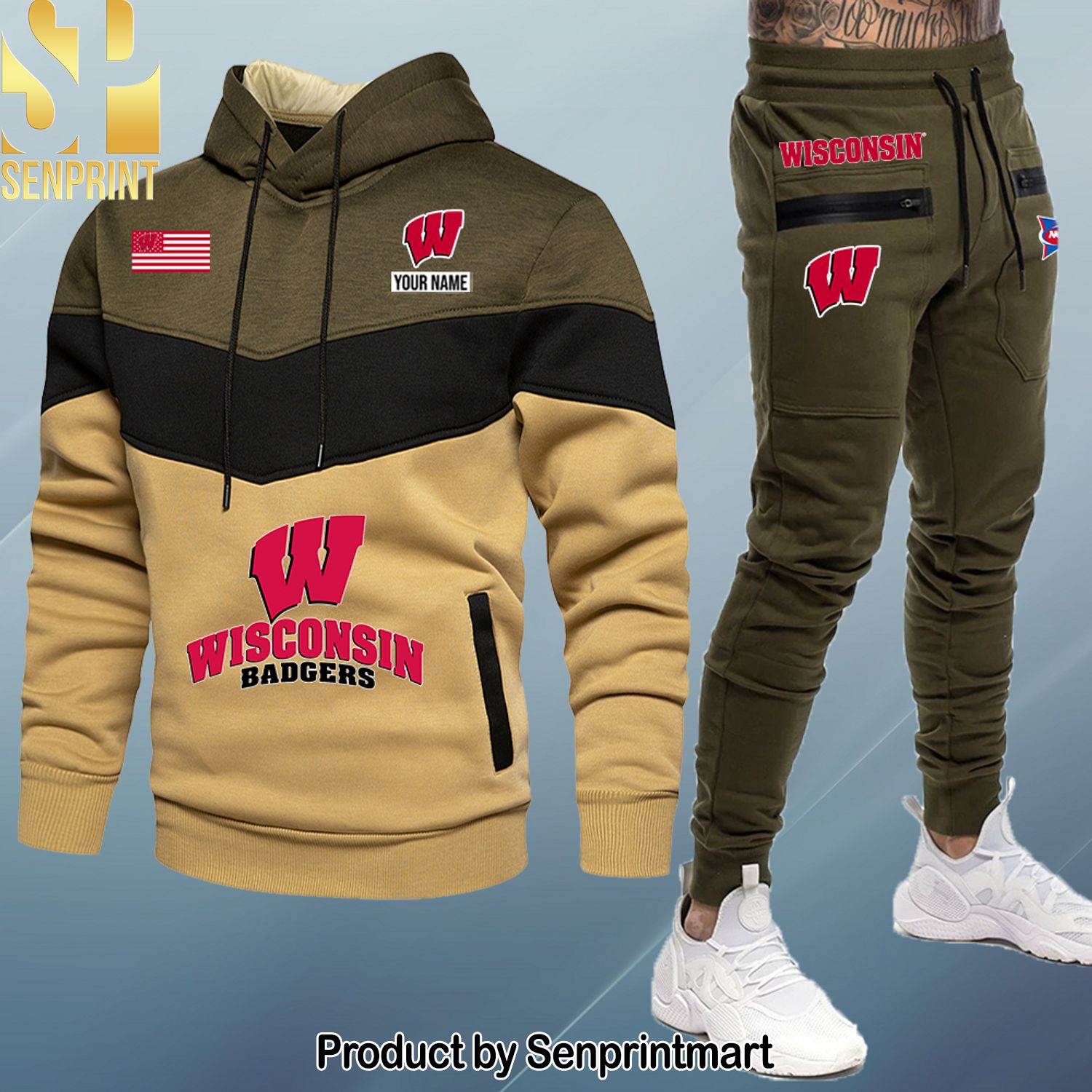 Wisconsin Badgers Cool Version Full Print Shirt and Pants