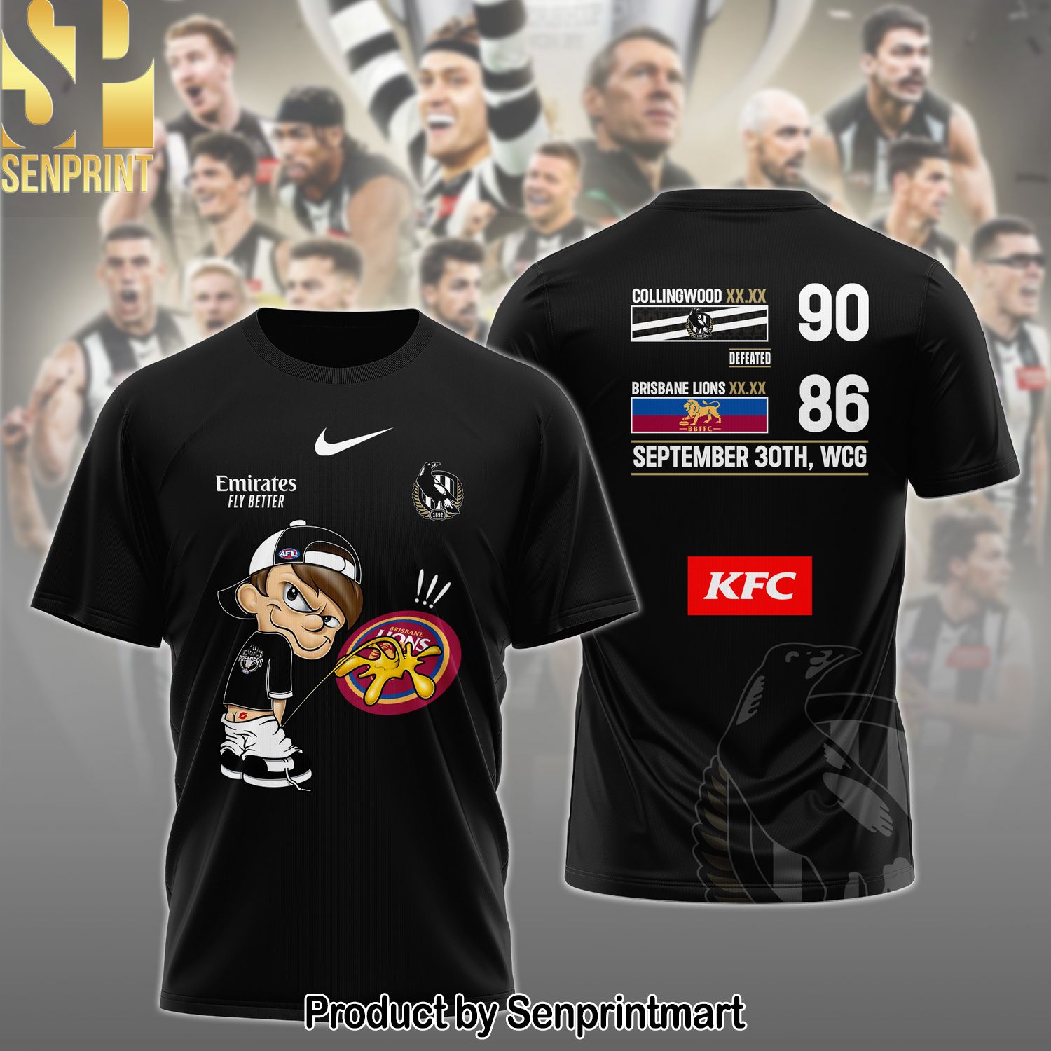 2023 AFL Collingwood Magpies Premiers 2023 3D All Over Printed Shirt