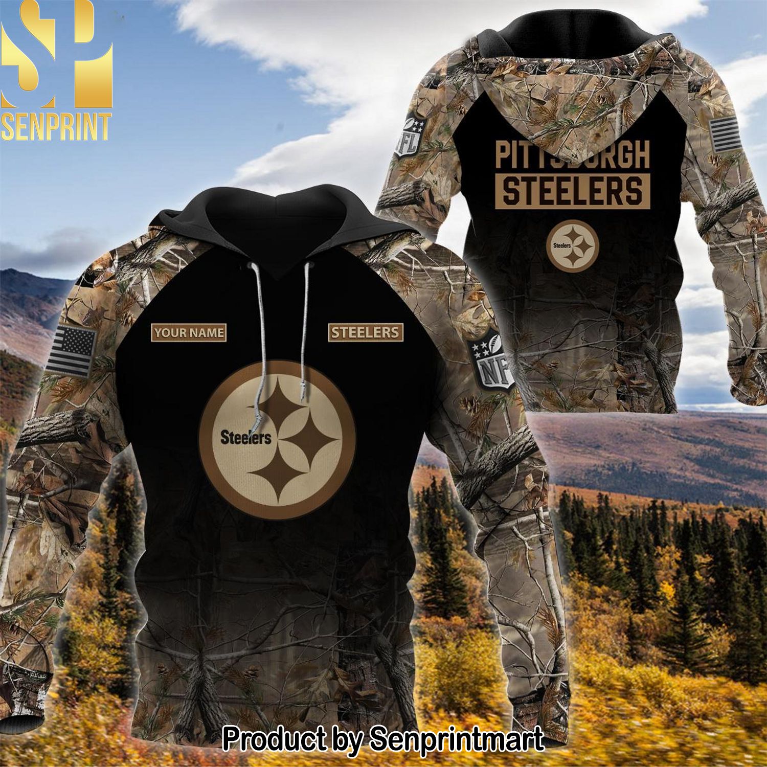 A Pittsburgh SteelersPersonalized Your Name Hunting Camo Style Cool Version Shirt