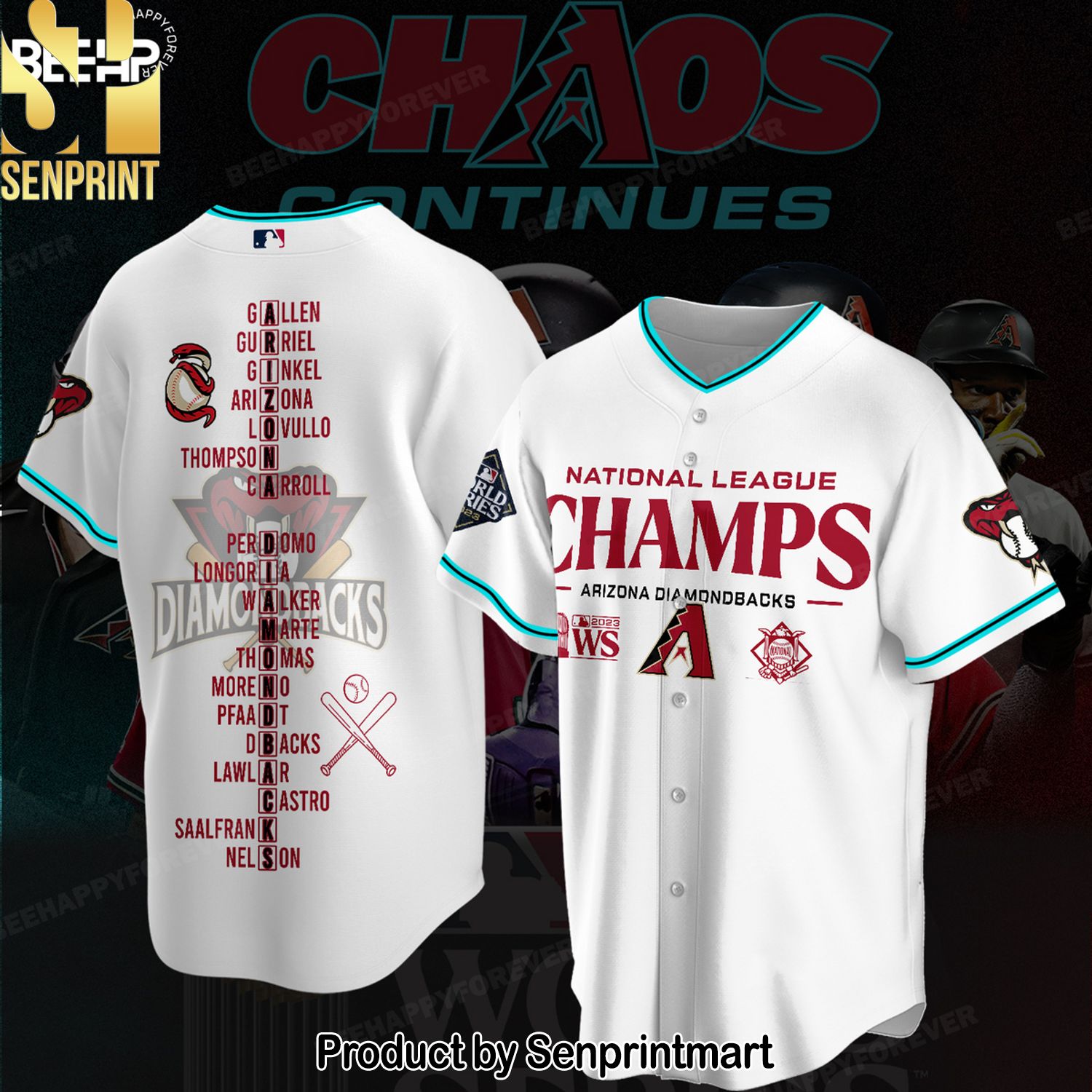 Arizona Diamondbacks National League Champions Full Printing Shirt