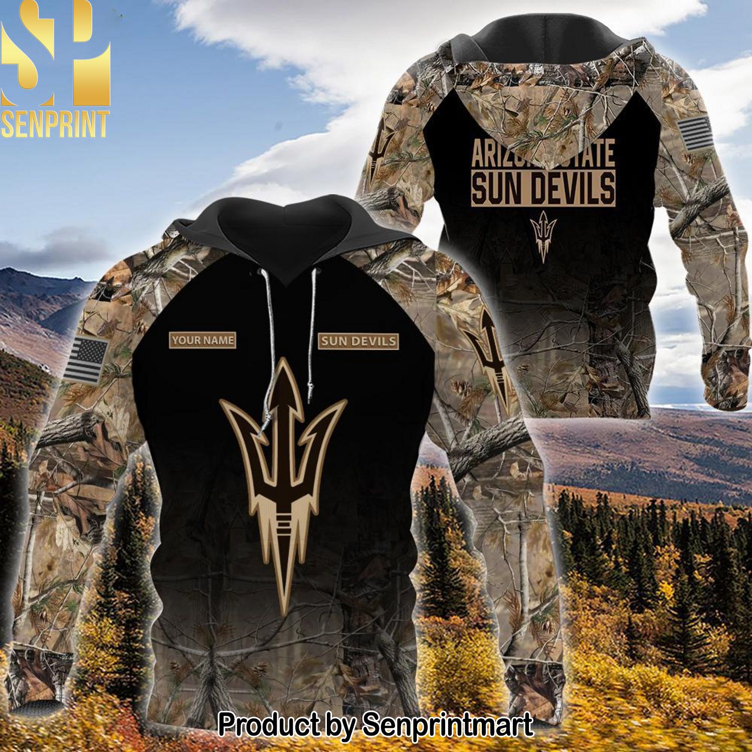 NCAA Arizona State Sun Devils Personalized Your Hunting Camo Style Best Combo All Over Print Shirt